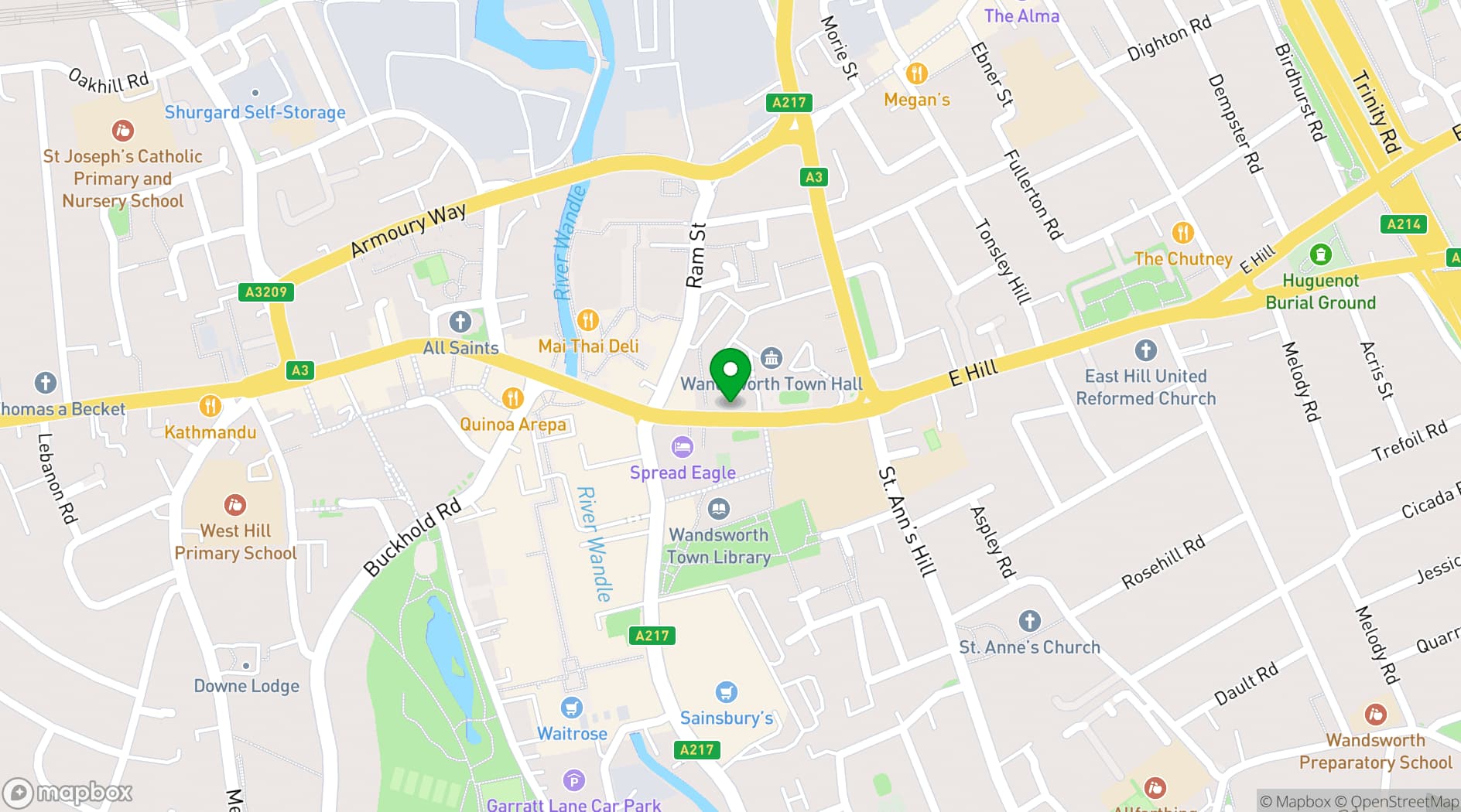Map showing Wandsworth Civic Suite