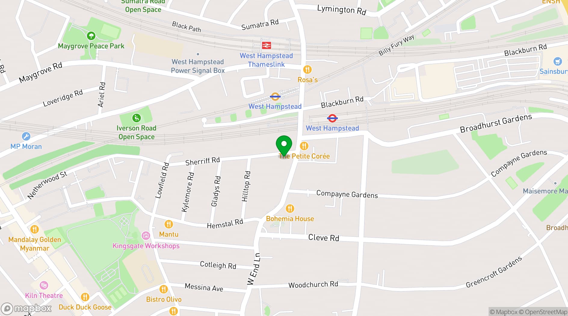 Map showing St James' Church Hall