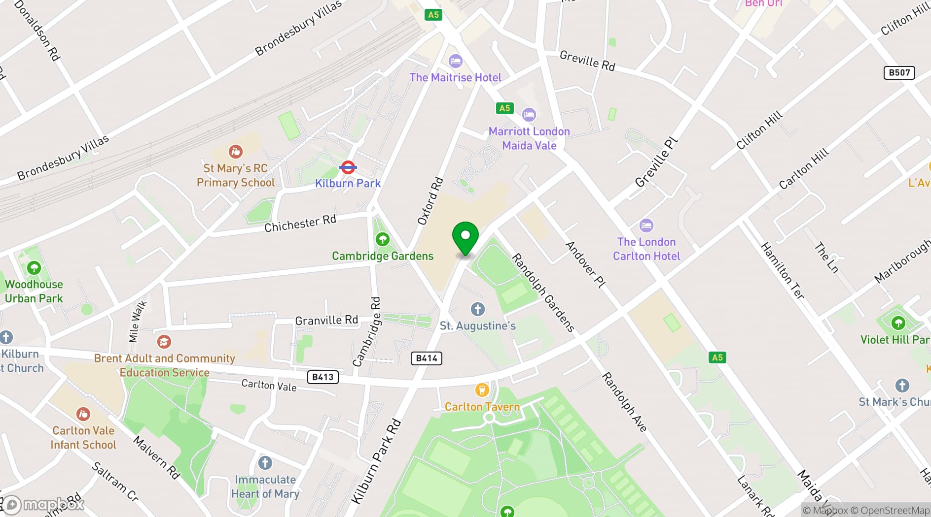 Map showing St Augustine's CE High School