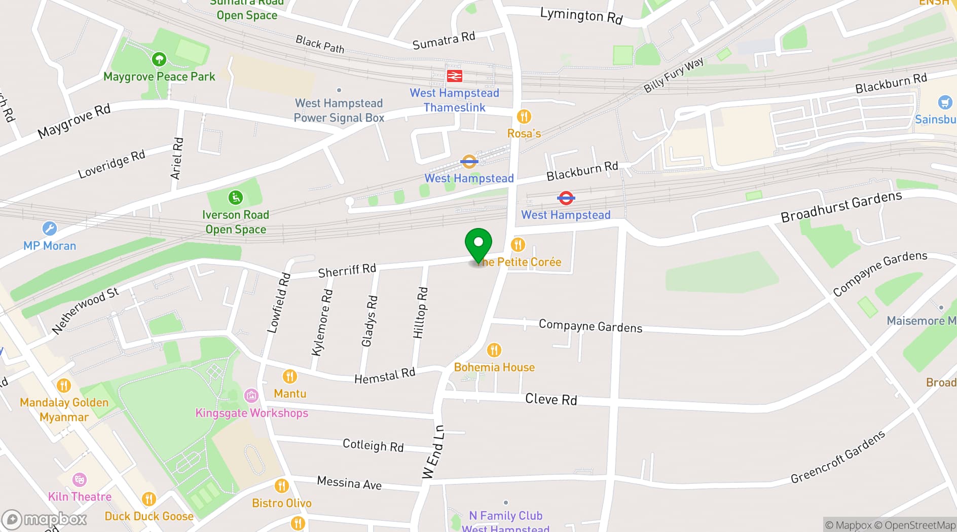 Map showing The Sherriff Centre