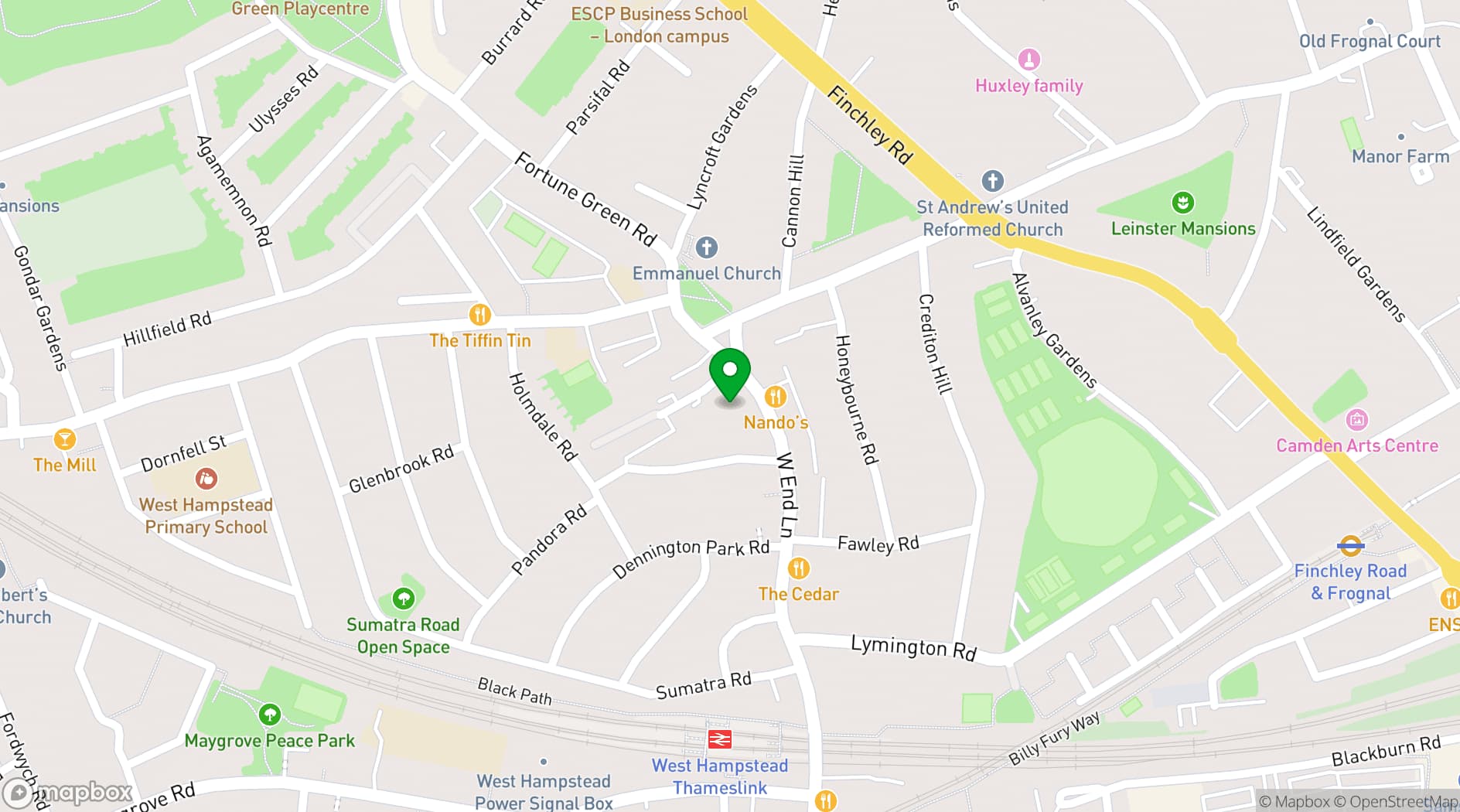 Map showing Wolfpack West Hampstead