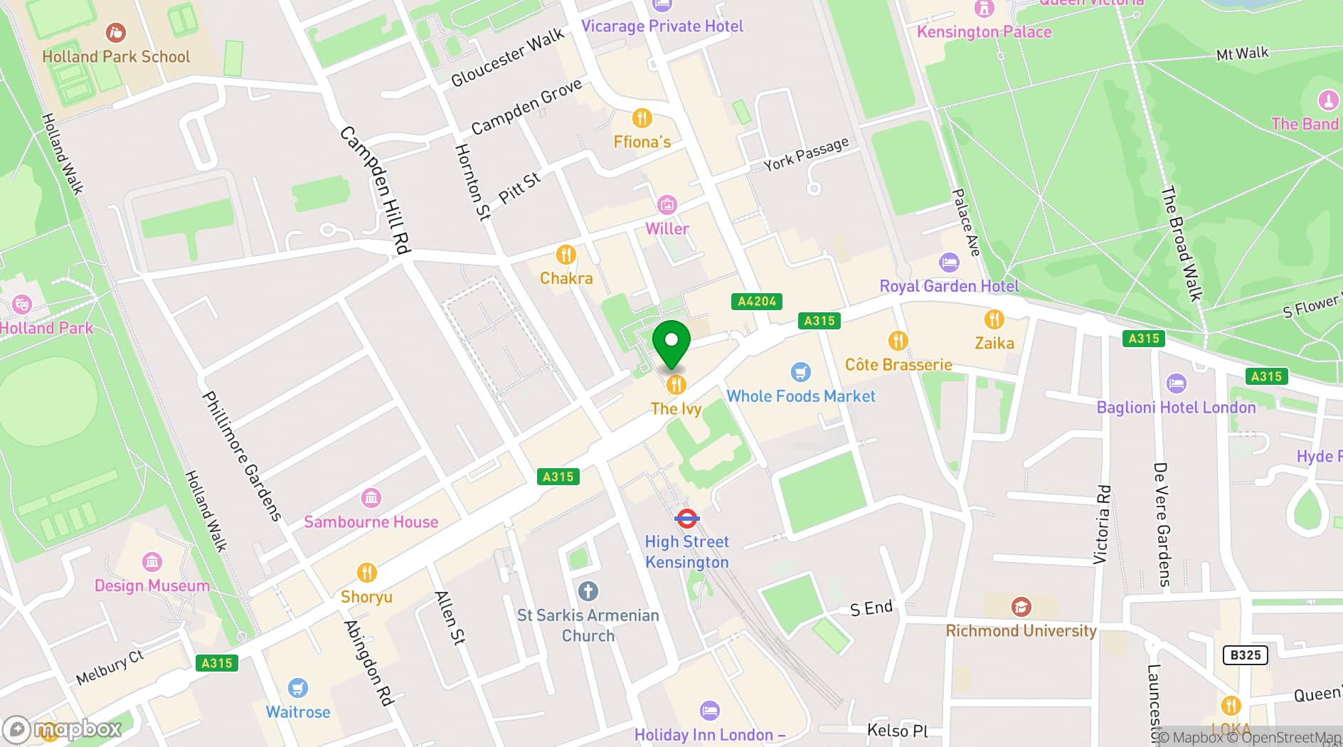 Map showing Pavilion Kensington