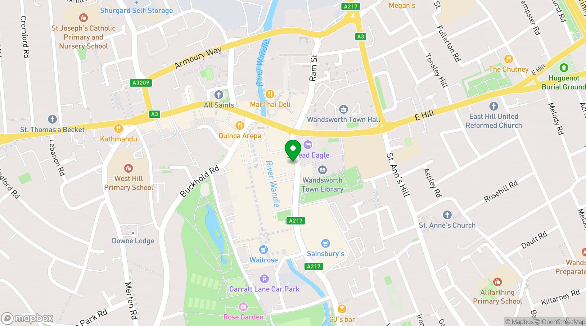 Map showing Gravity MAX Wandsworth