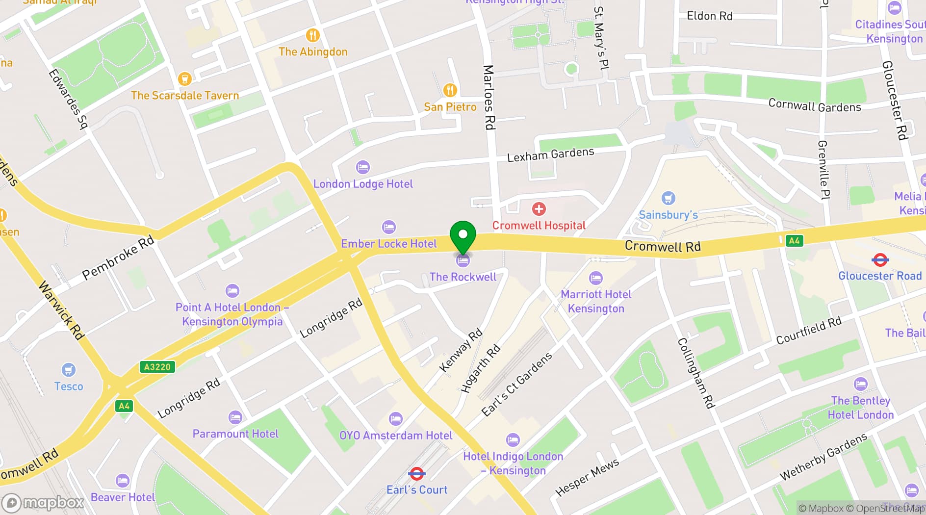 Map showing The Rockwell Hotel 