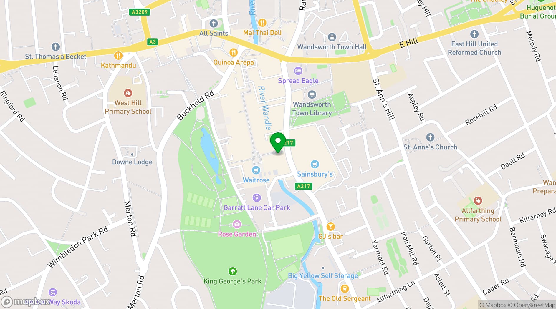 Map showing Boom Battle Bar Wandsworth