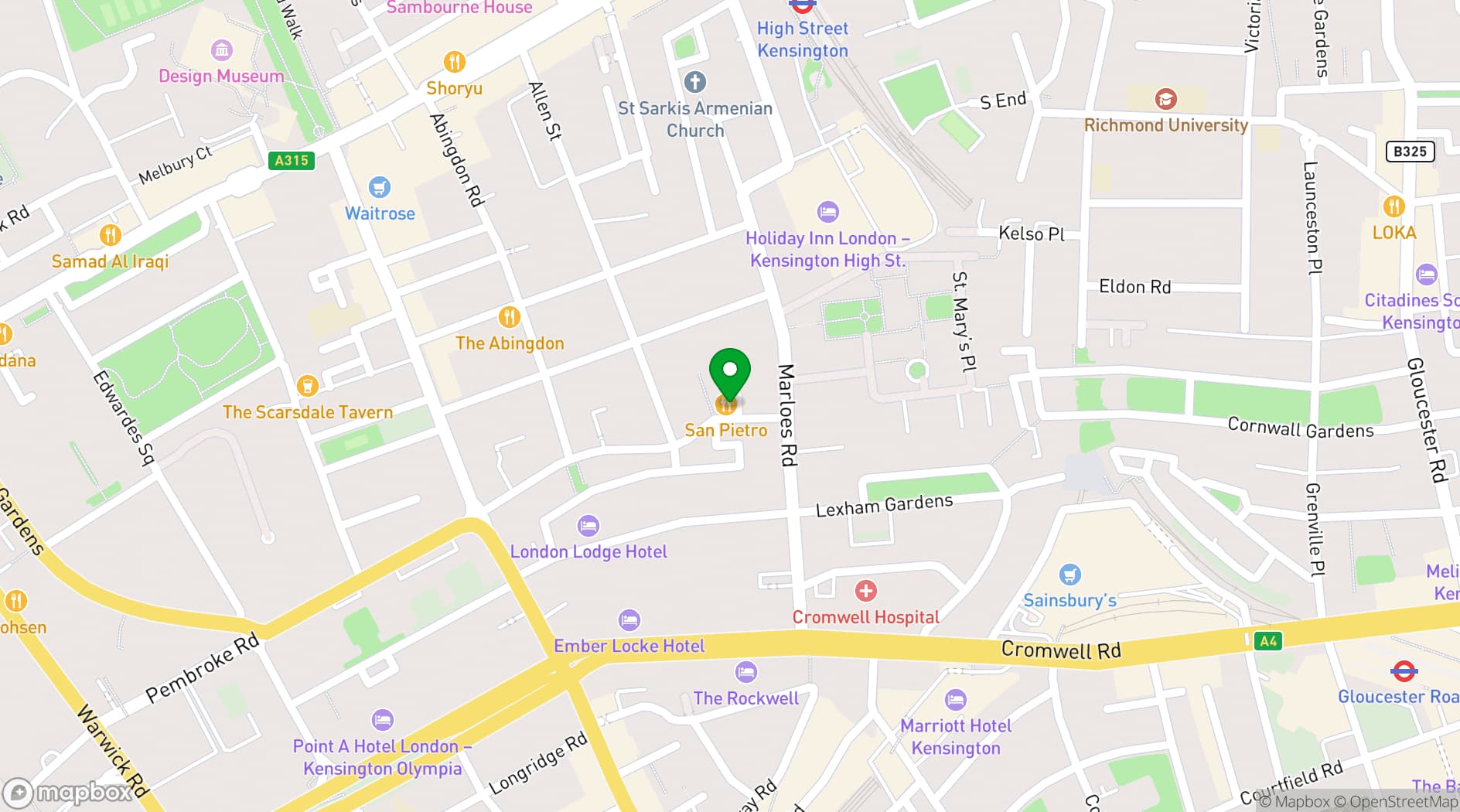 Map showing San Pietro London