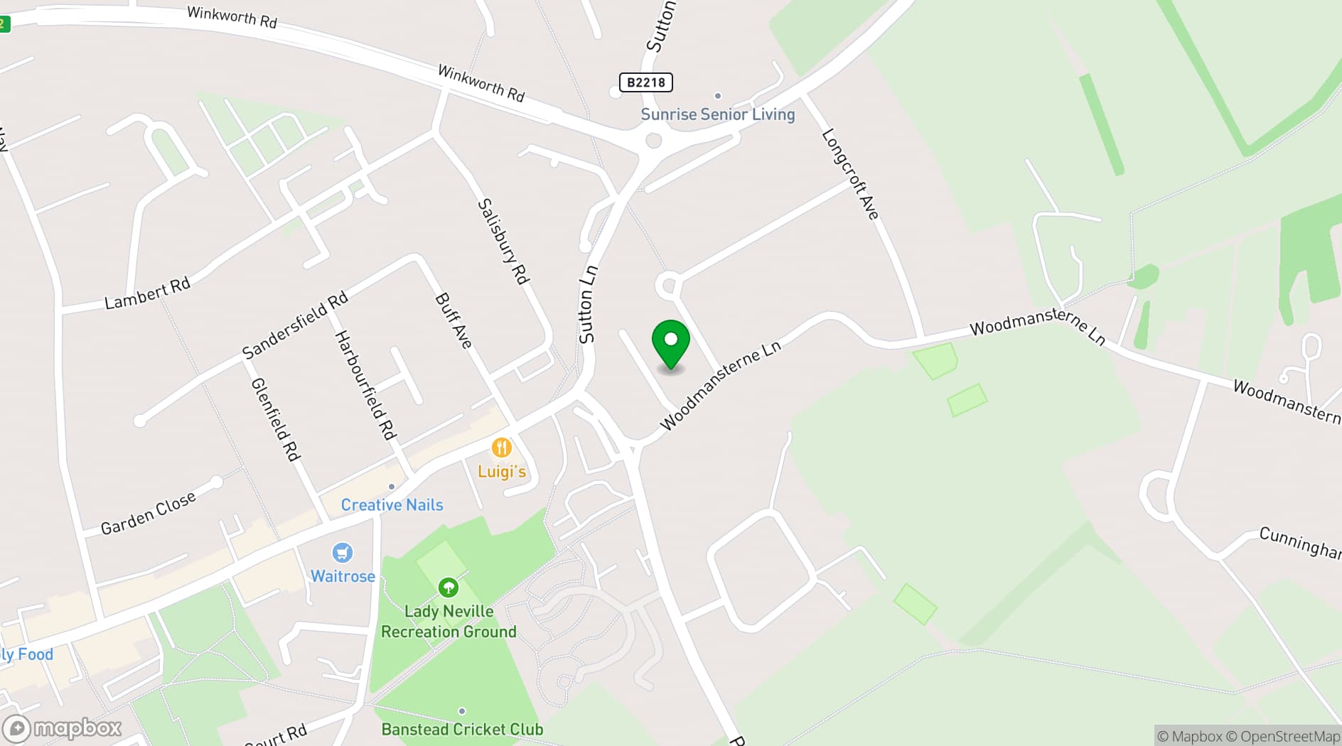 Map showing Banstead United Reformed Church