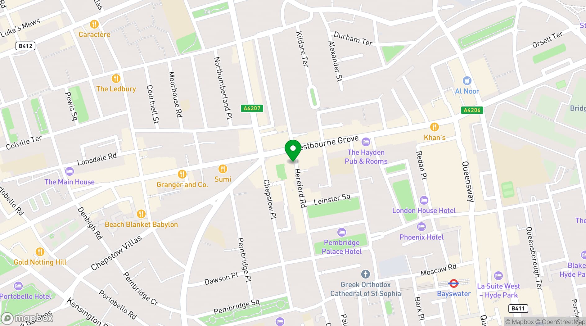 Map showing Frame Notting Hill
