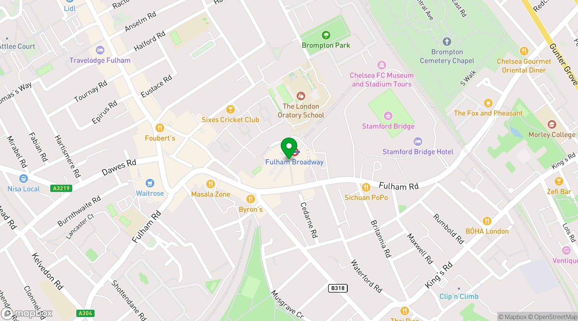 Map showing Film Studio Fulham