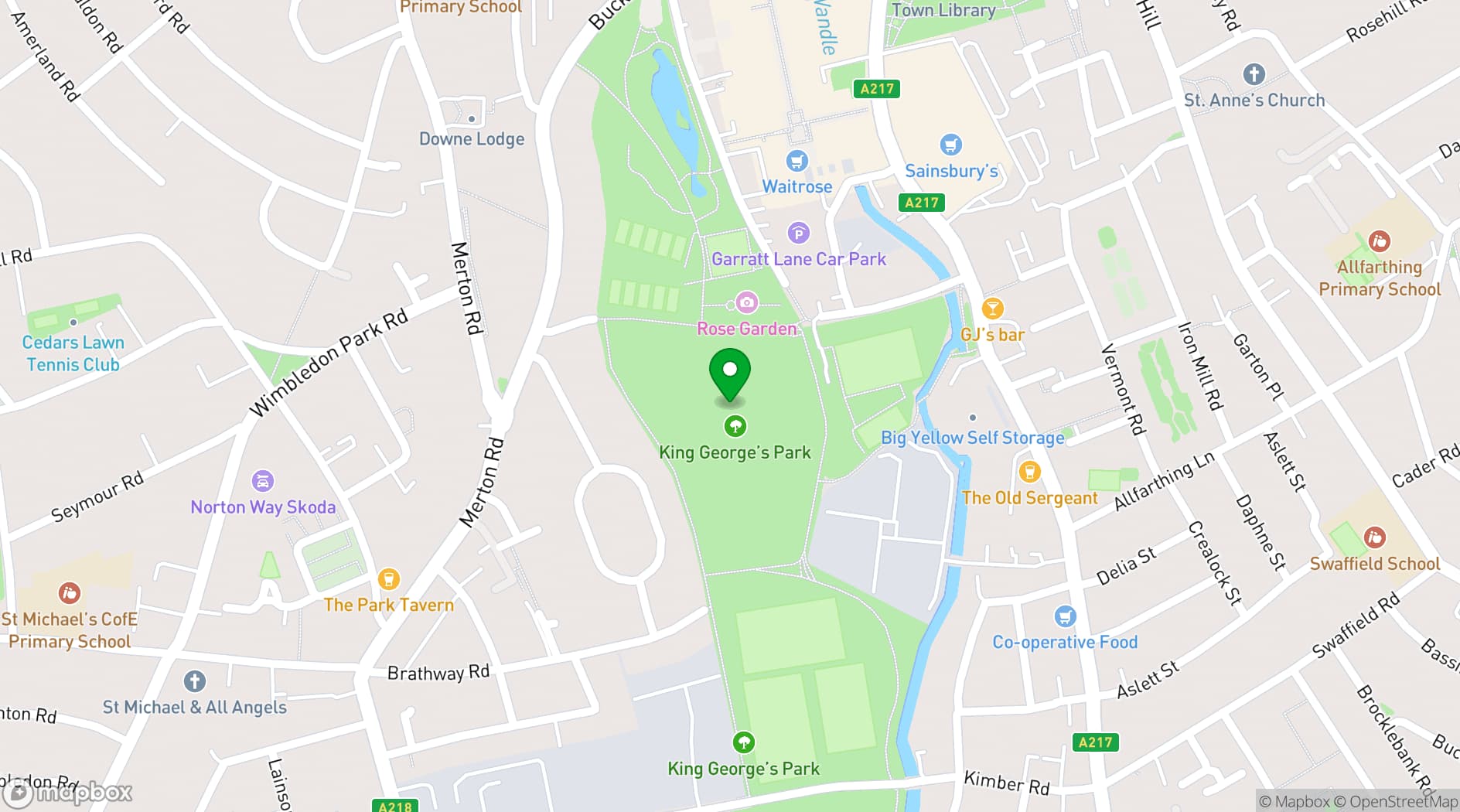 Map showing King George's Park