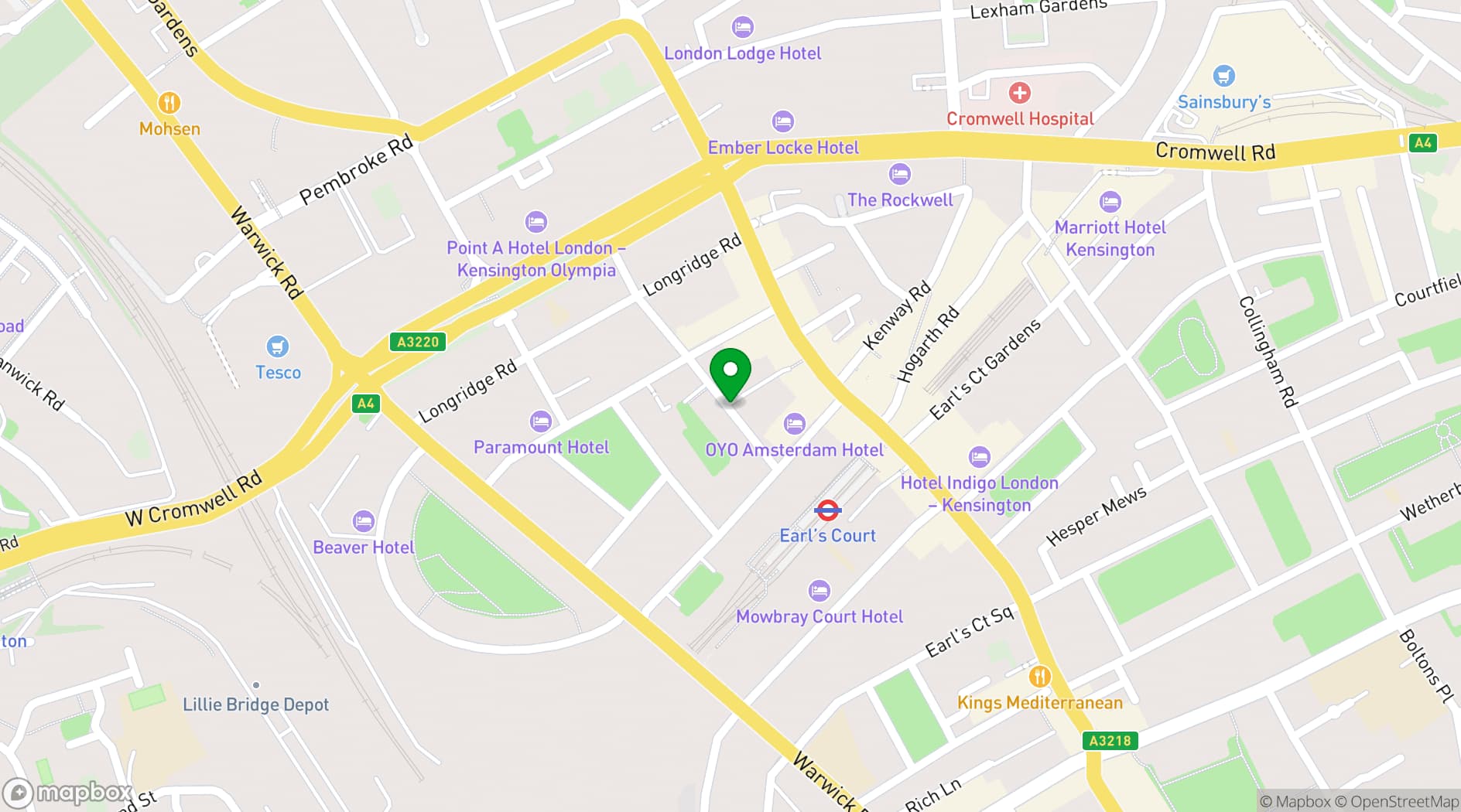 Map showing K+K Hotel George 