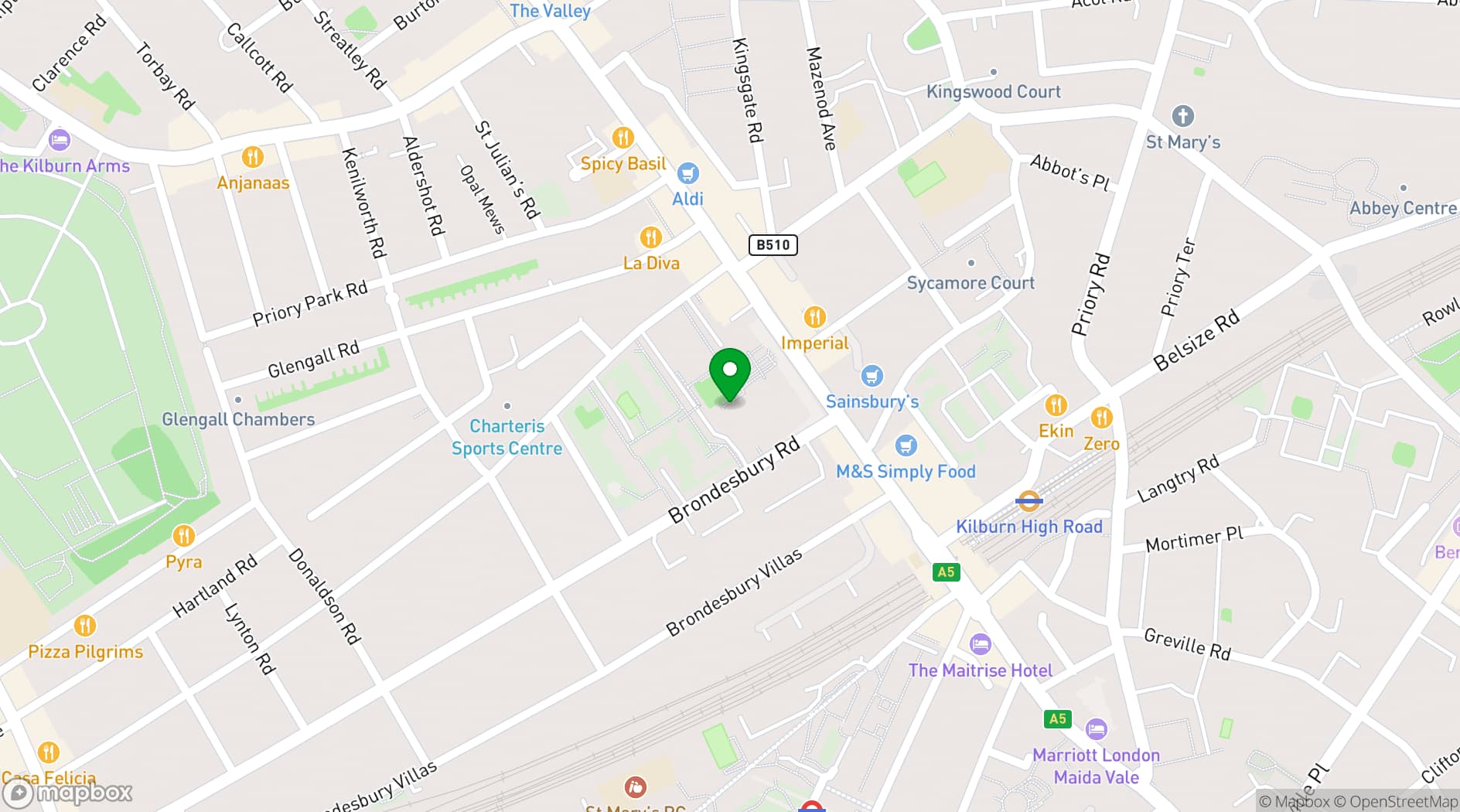 Map showing Kilburn Square Community Room