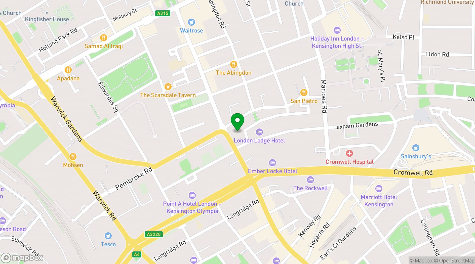 Map showing Earl's Court Salsa & Bachata Club