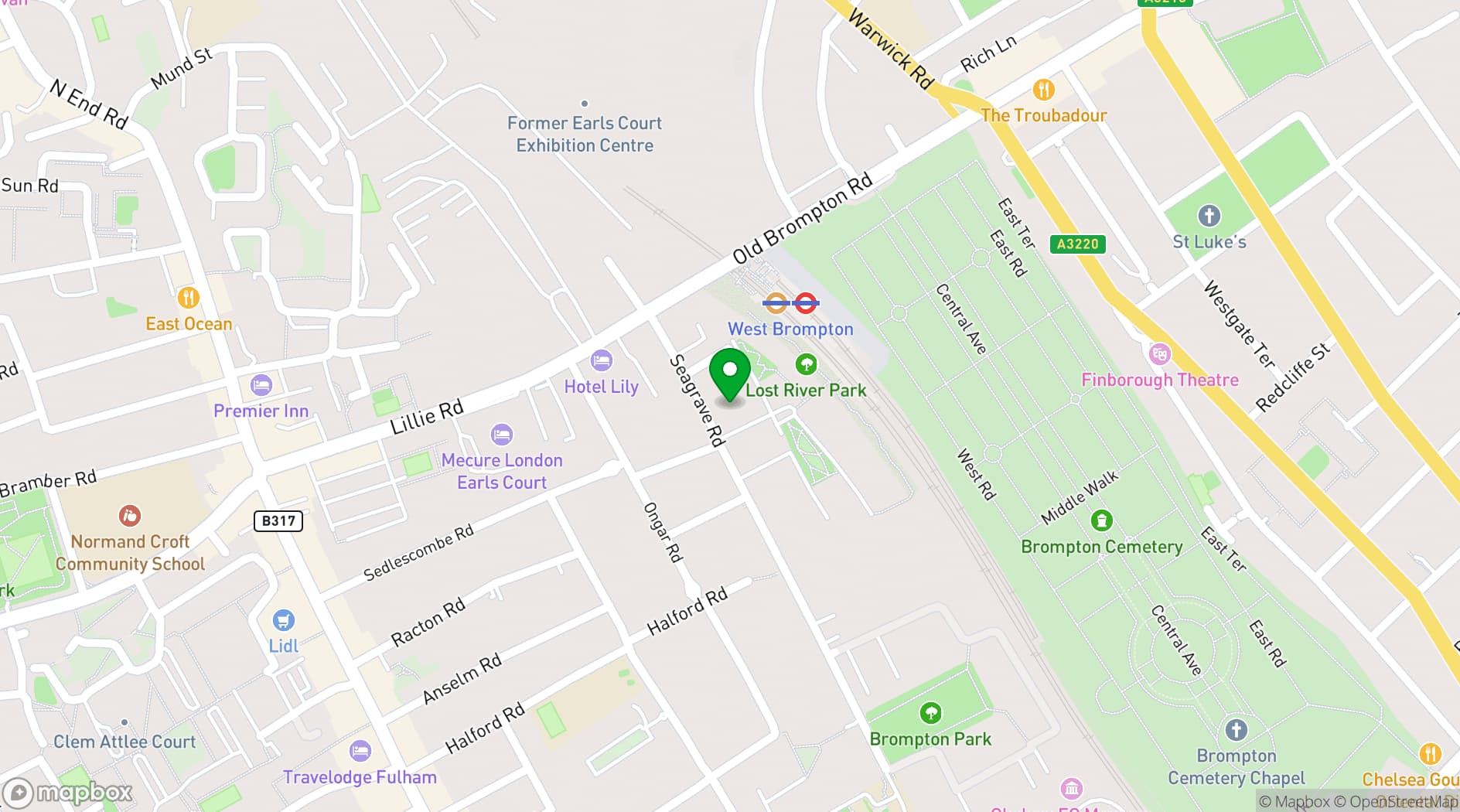 Map showing London Cru Urban Winery