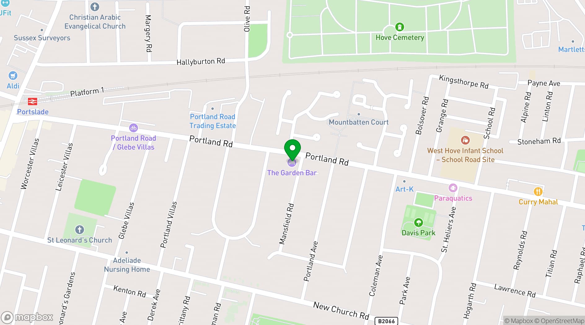 Map showing The Garden Bar