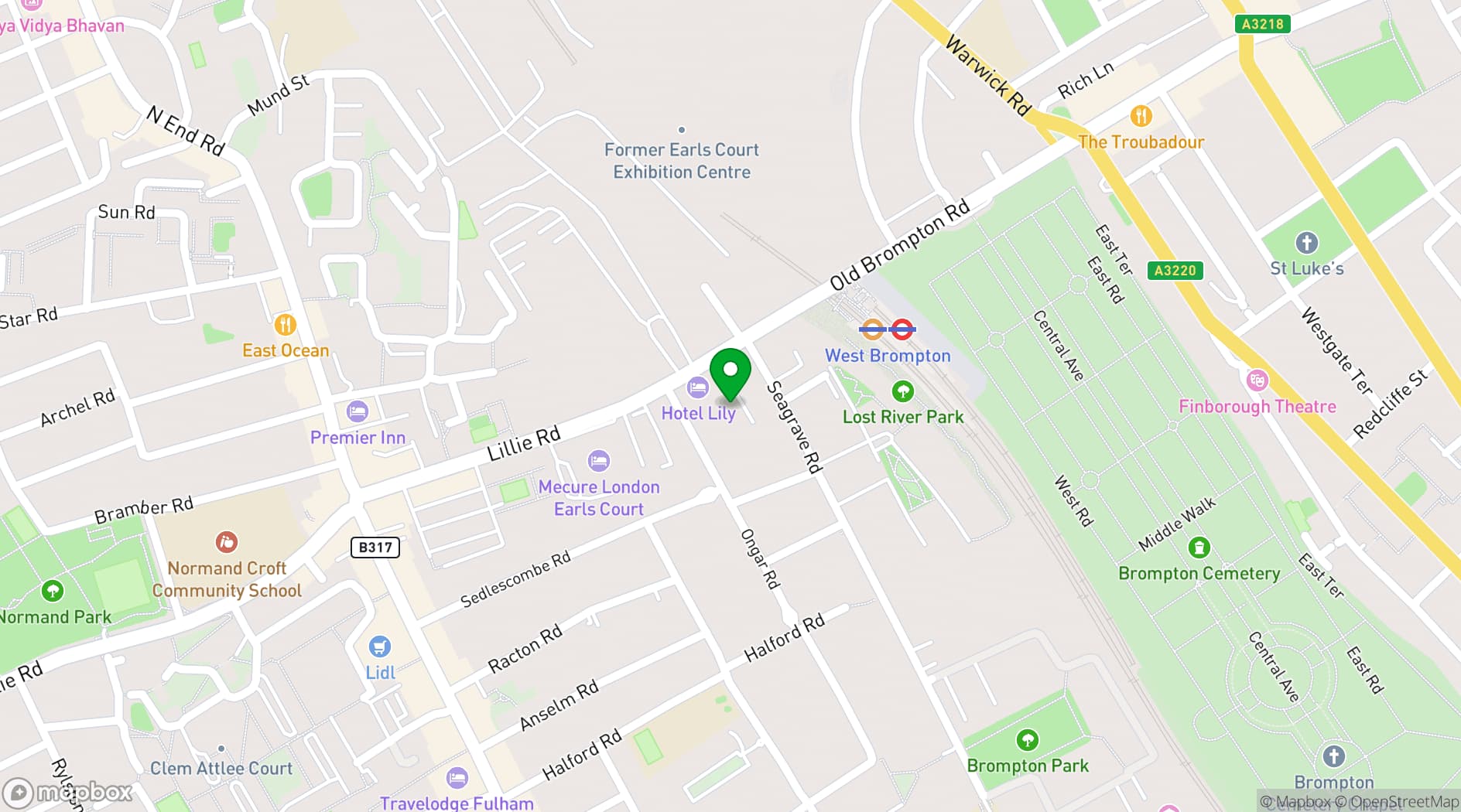 Map showing The Lillie Langtry