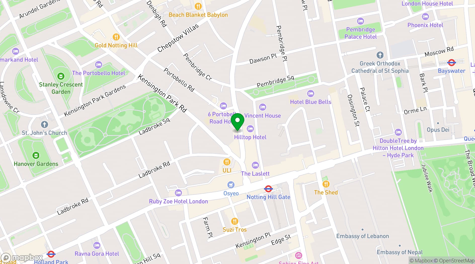 Map showing Unico Gelato & Caffè