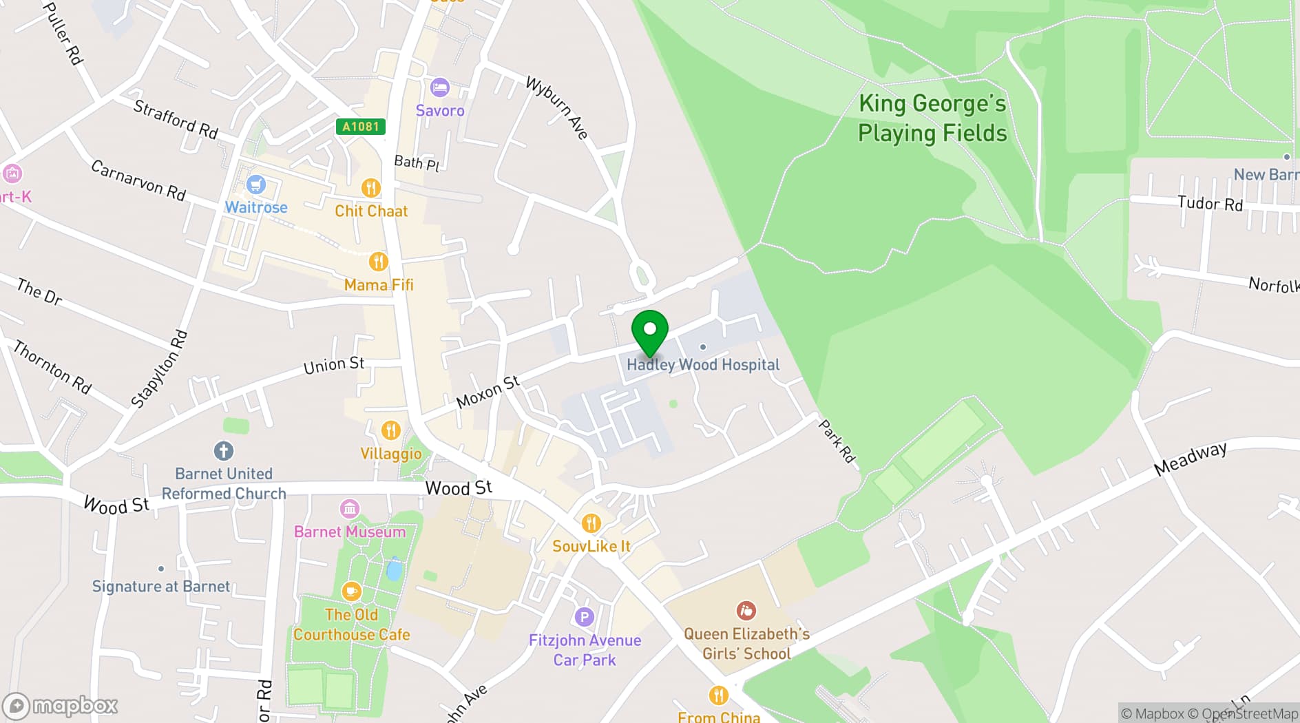 Map showing Moxon House 