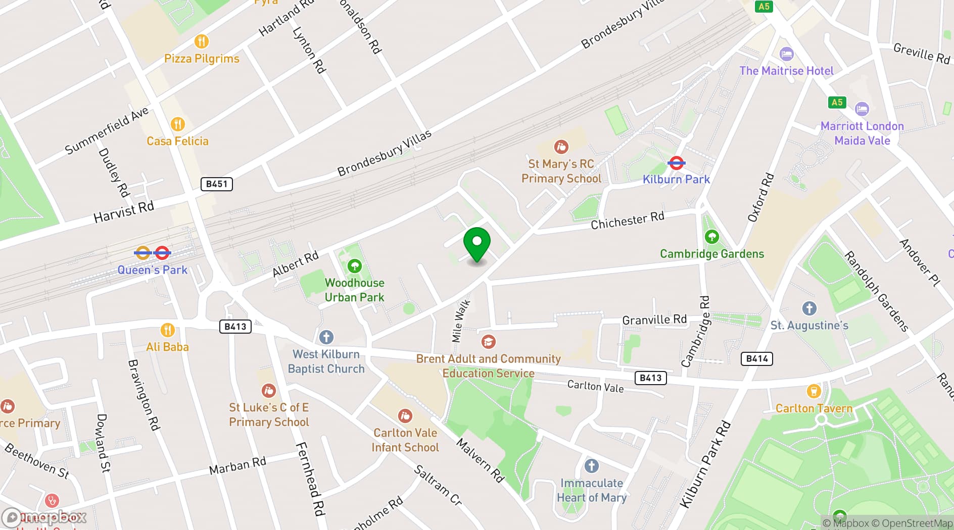 Map showing South Kilburn Studios