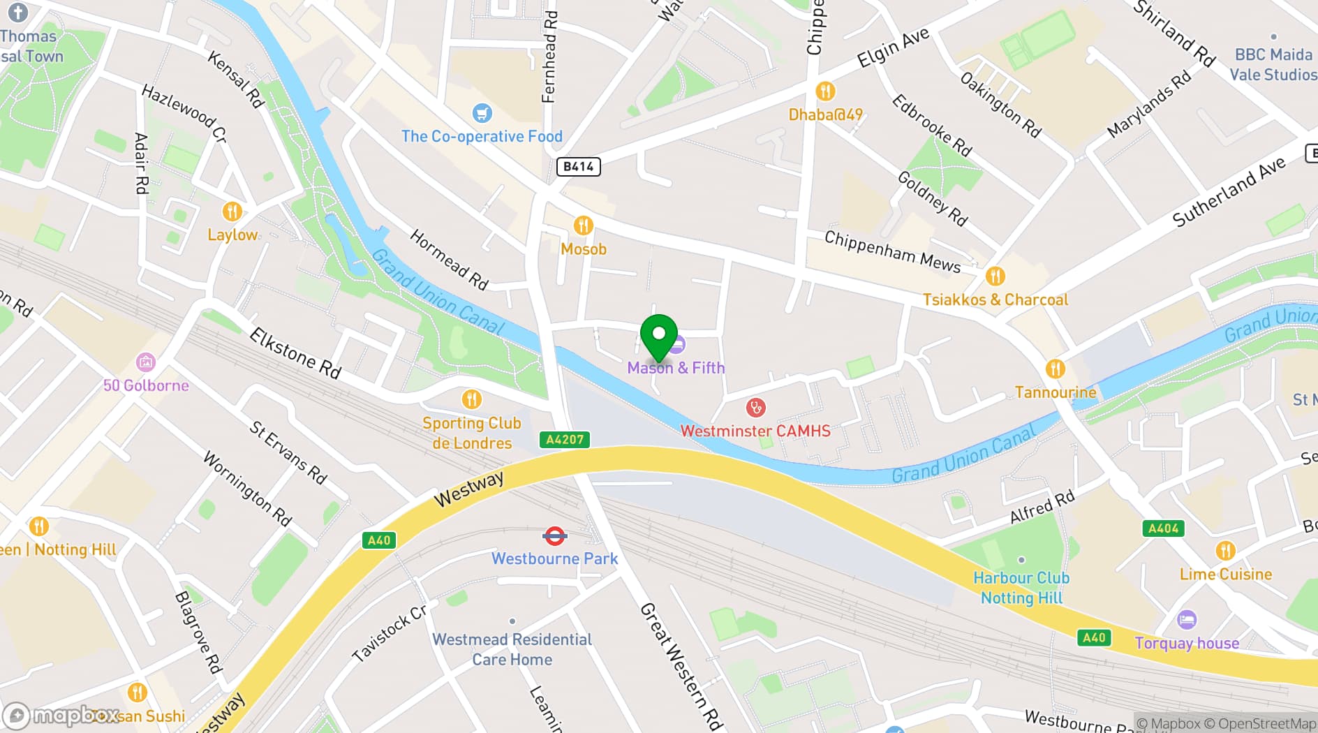 Map showing Canal Restaurant