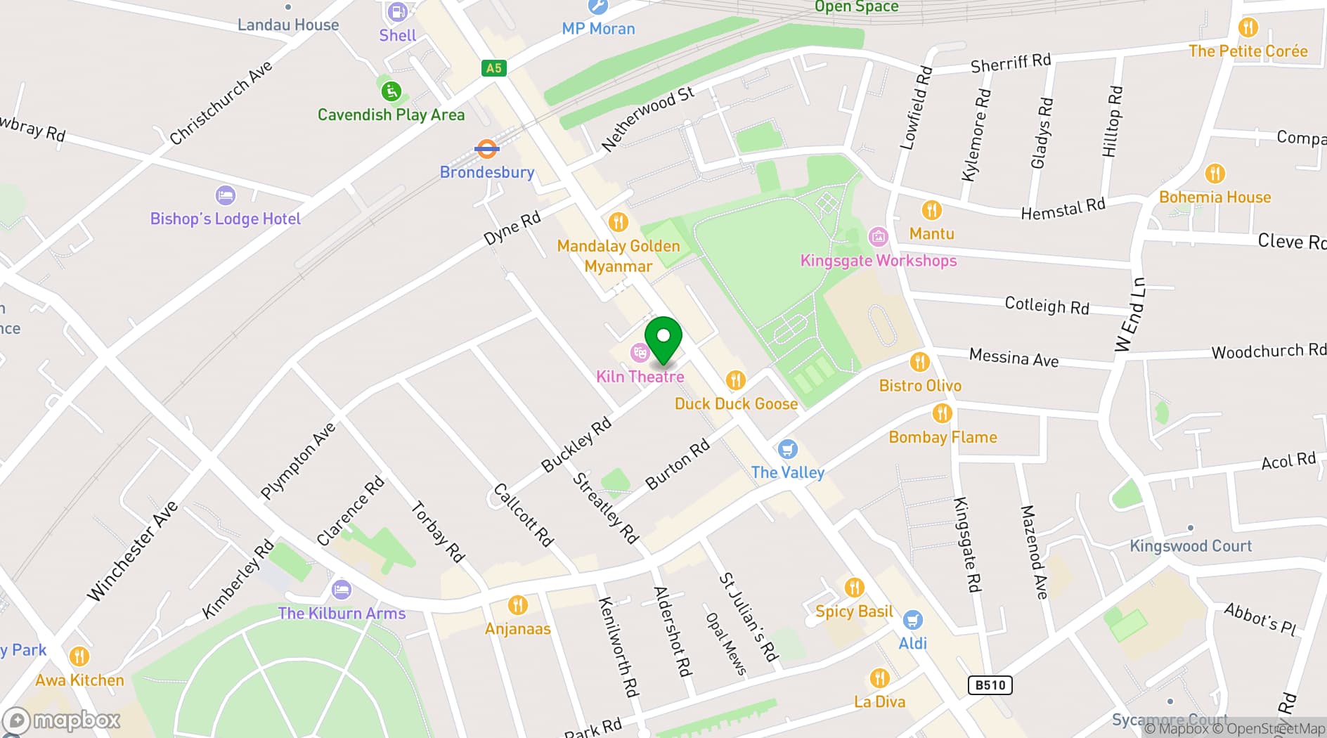Map showing Kiln Theatre