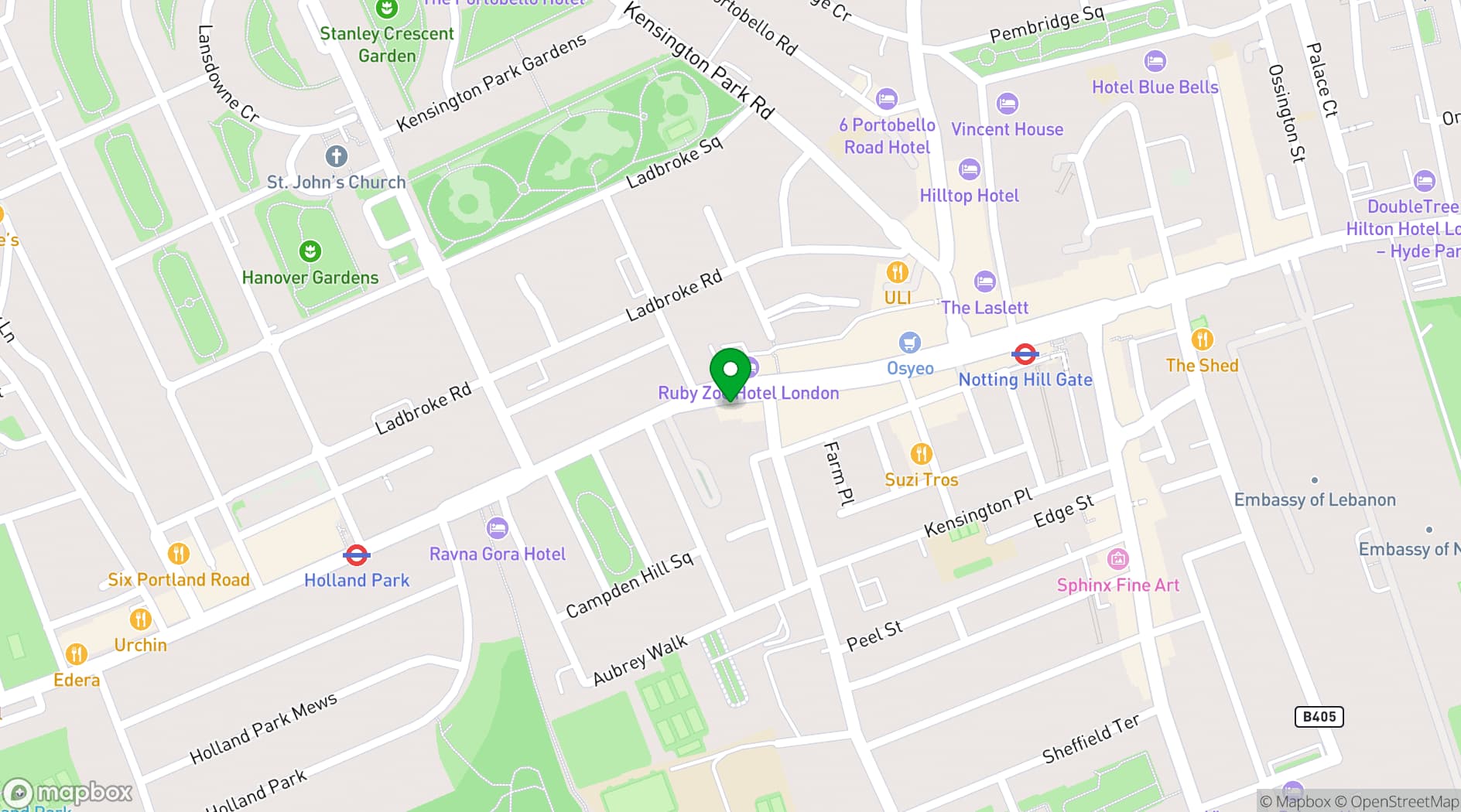 Map showing Cottons Notting Hill