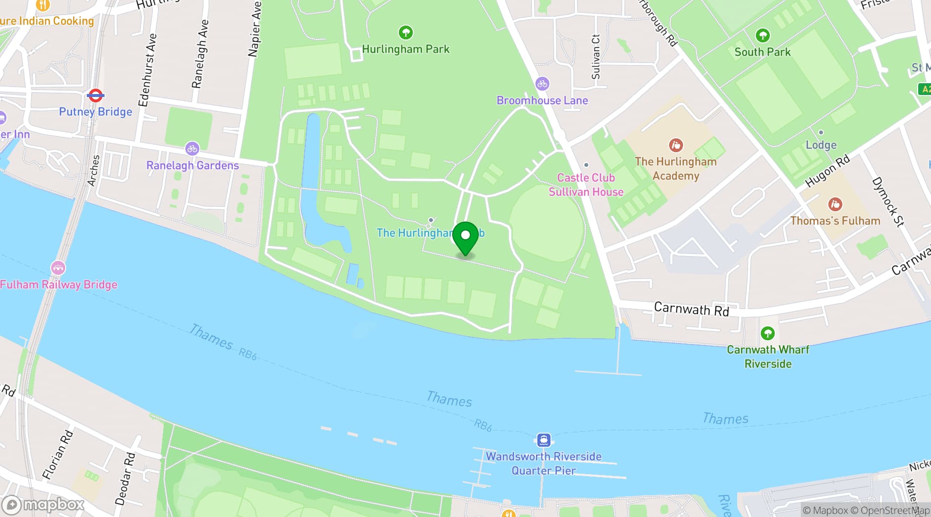 Map showing The Hurlingham Club