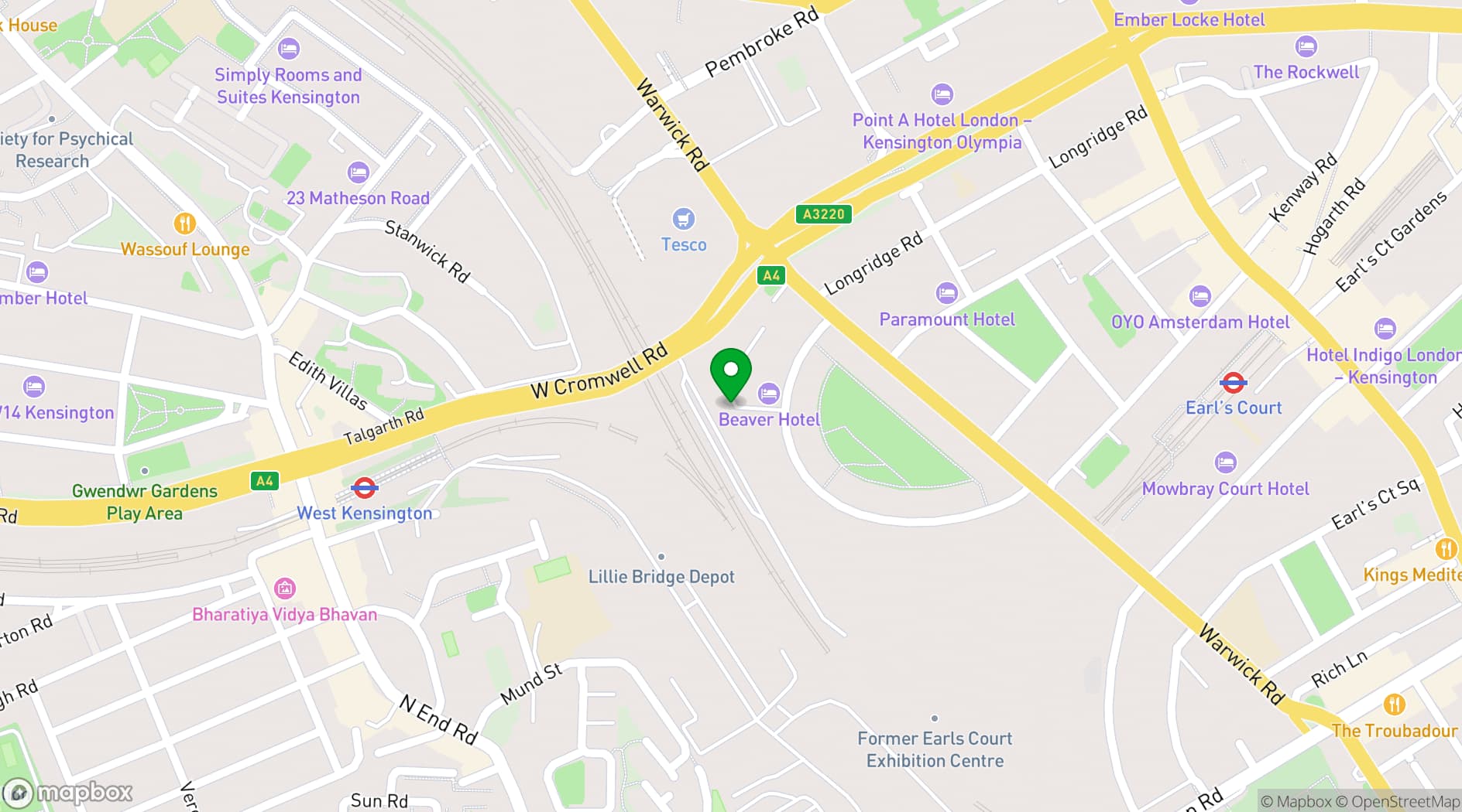 Map showing Refettorio Felix at St Cuthbert's Centre