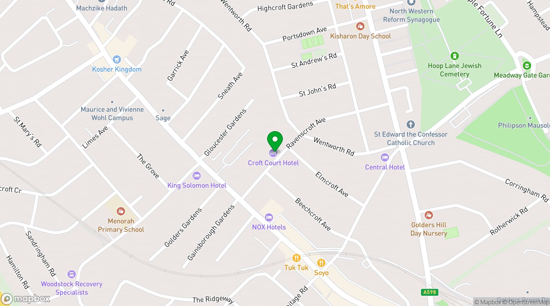 Map showing Croft Court Hotel