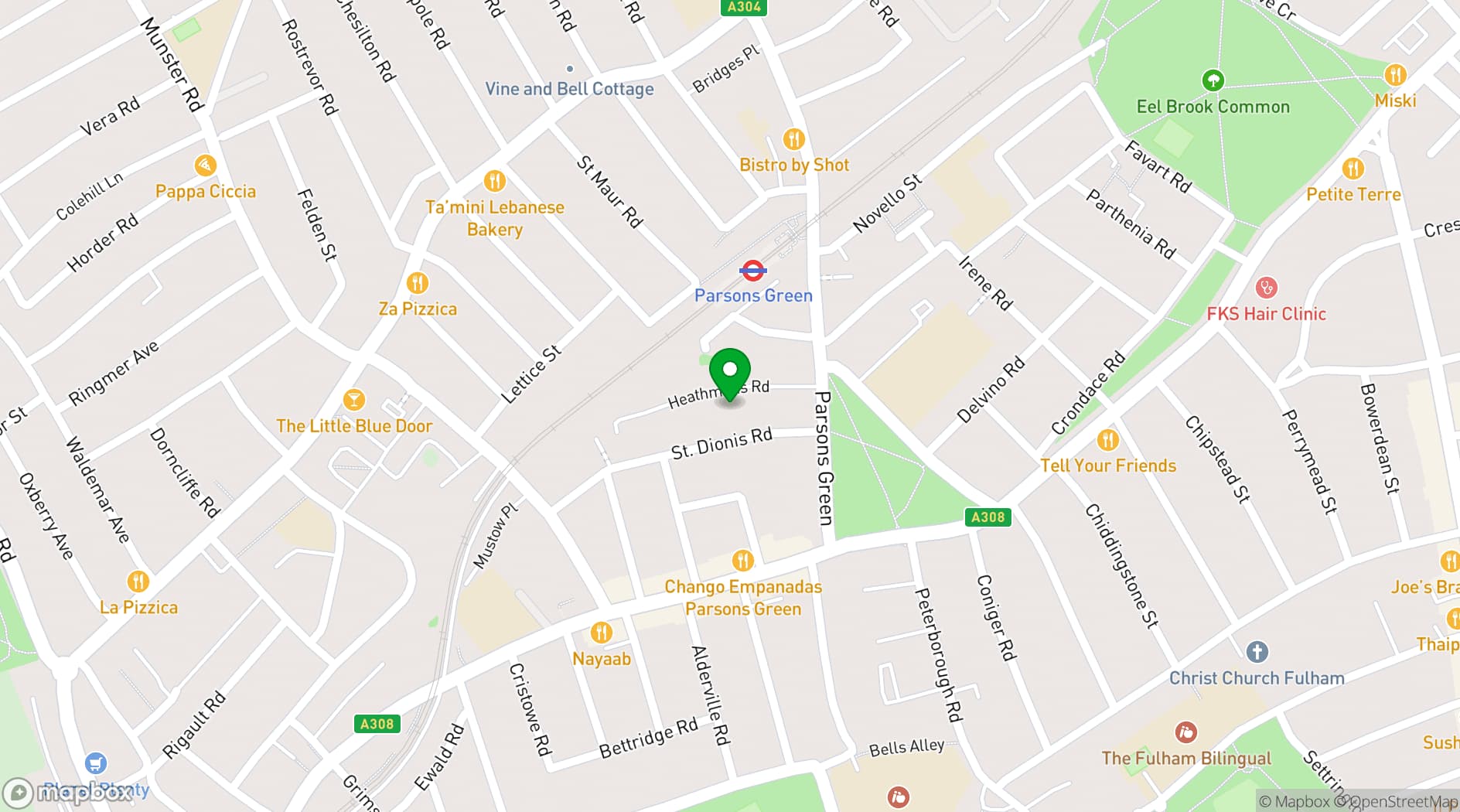 Map showing Podcast, Video Studio in Fulham