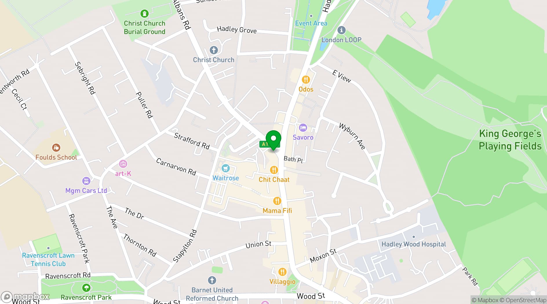 Map showing The Library Bar