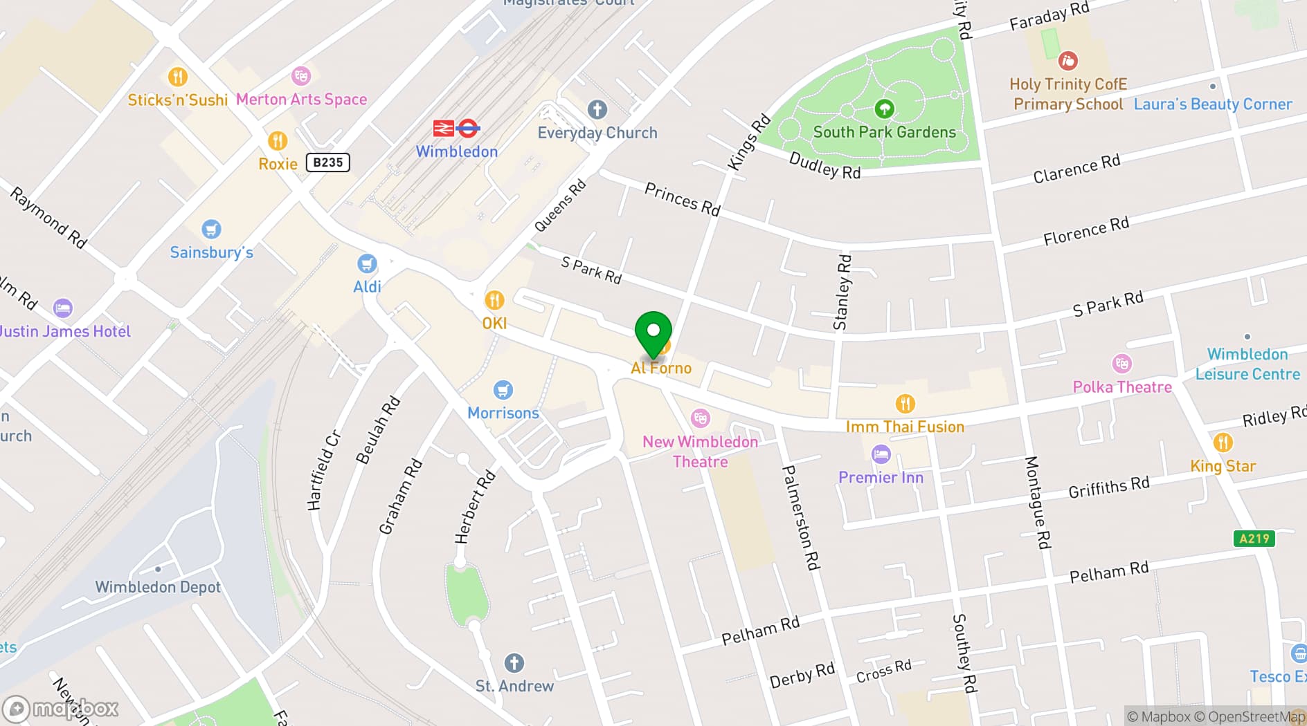 Map showing The Old Frizzle Wimbledon