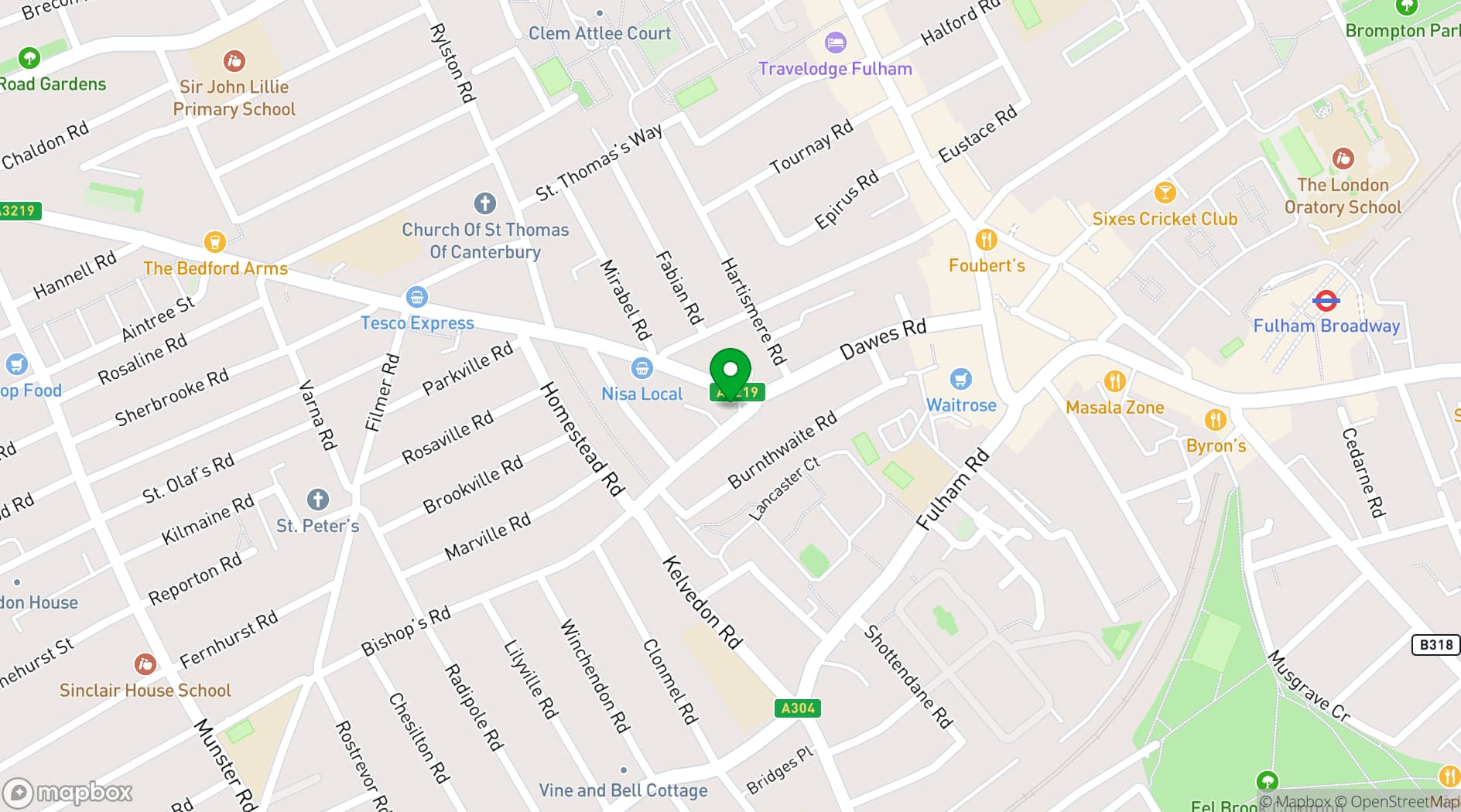 Map showing The Mitre