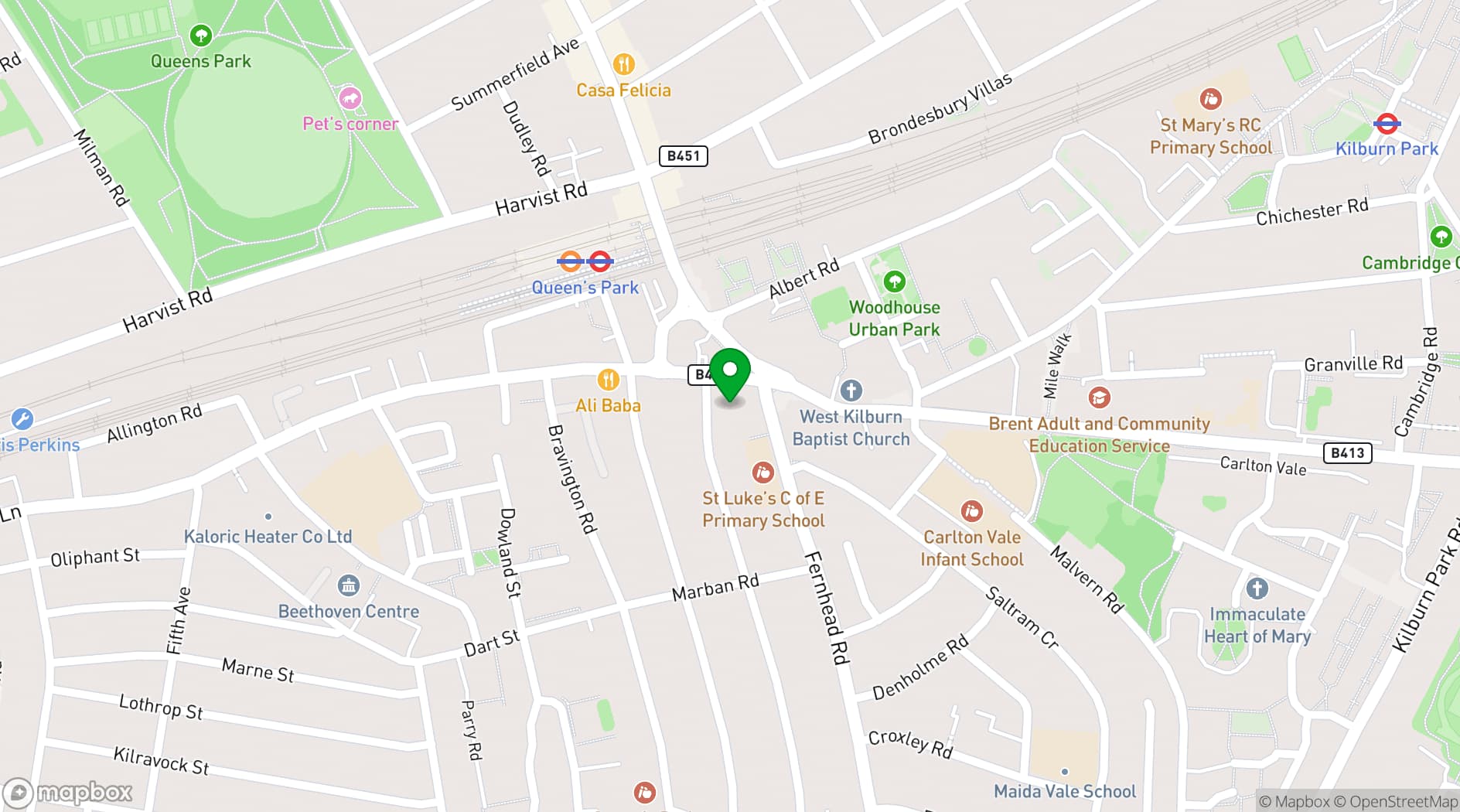 Map showing St Luke's West Kilburn