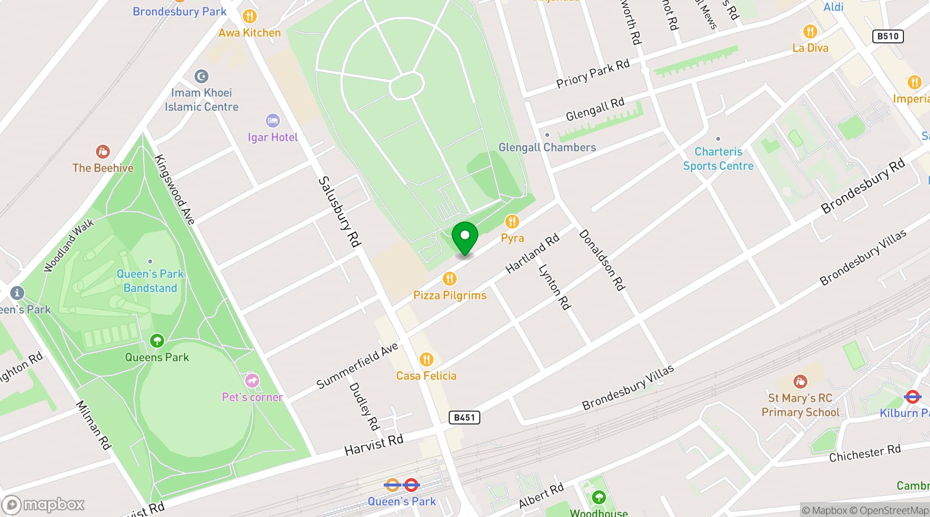 Map showing Wolfpack Lager's Queens Park