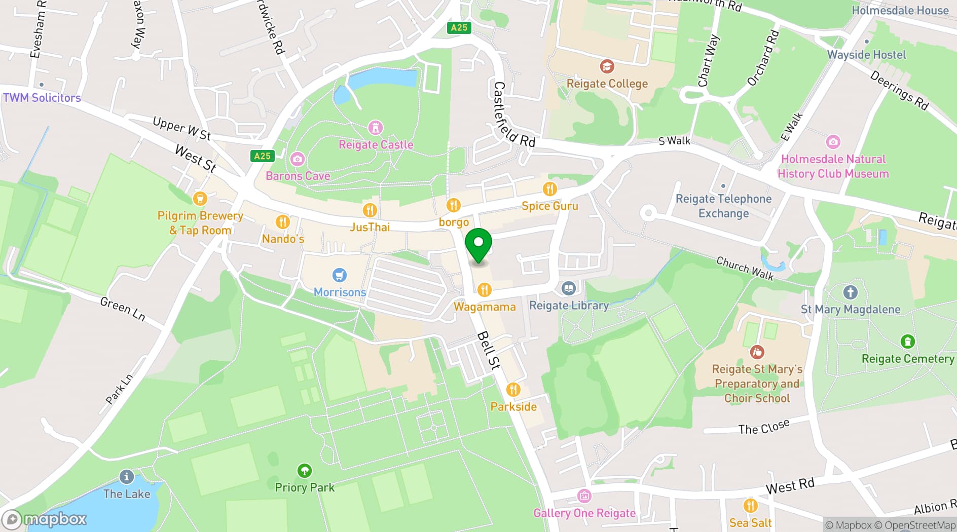 Map showing My Body Rocks Reigate