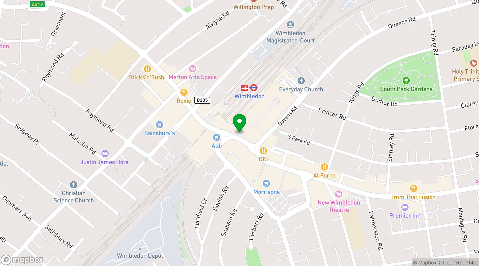 Map showing 601 Queens Rd