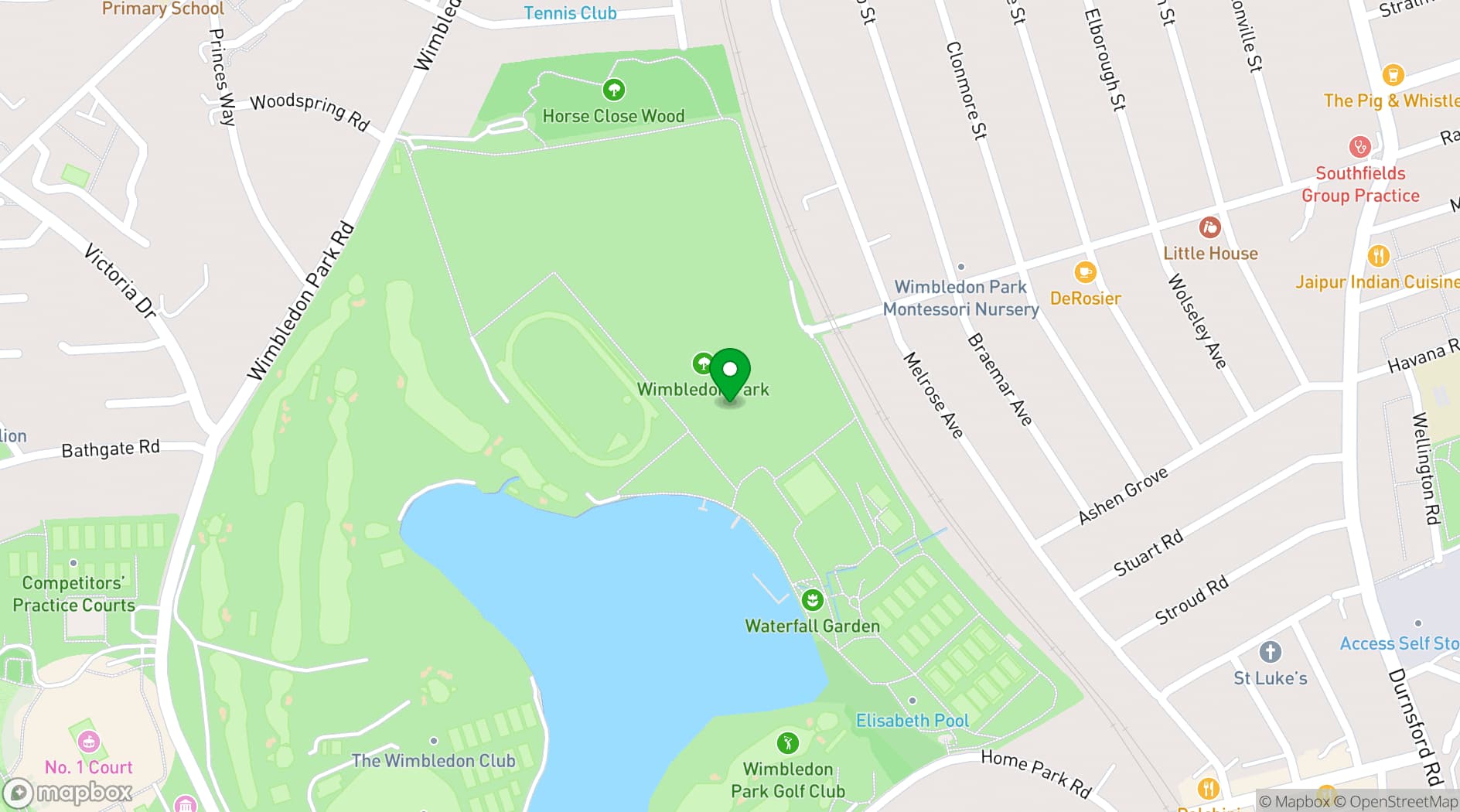 Map showing Wimbledon Park