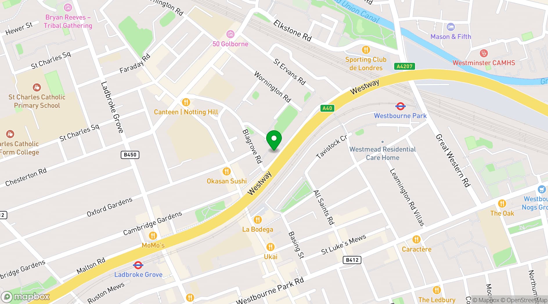 Map showing Acres Event Venue