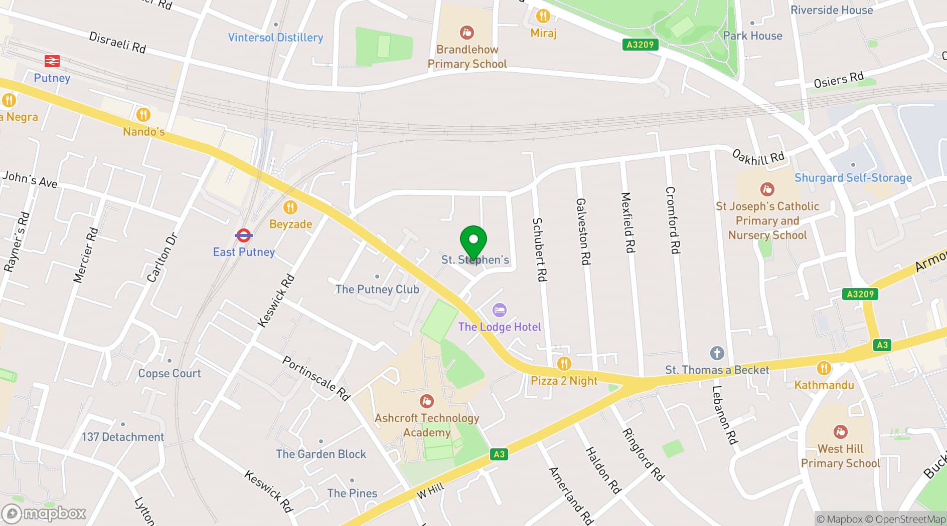 Map showing Hyde Park House