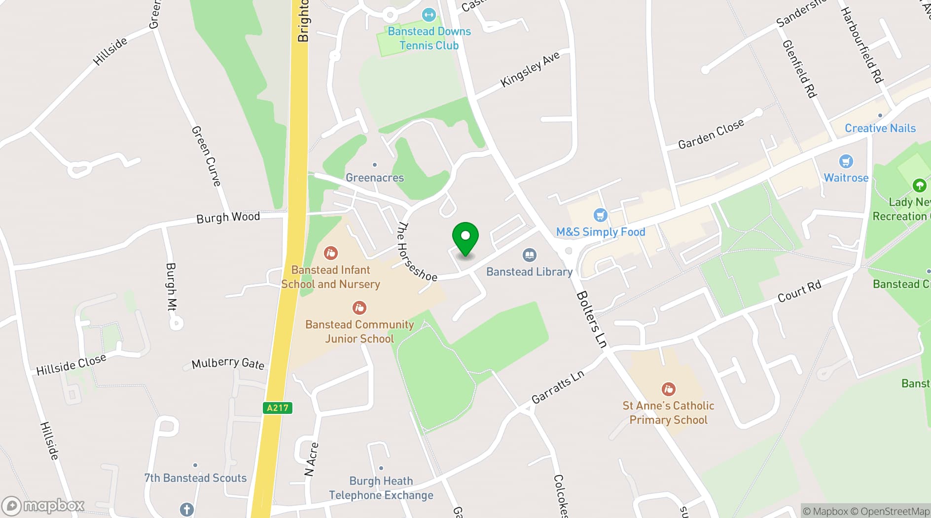 Map showing Banstead Community Centre