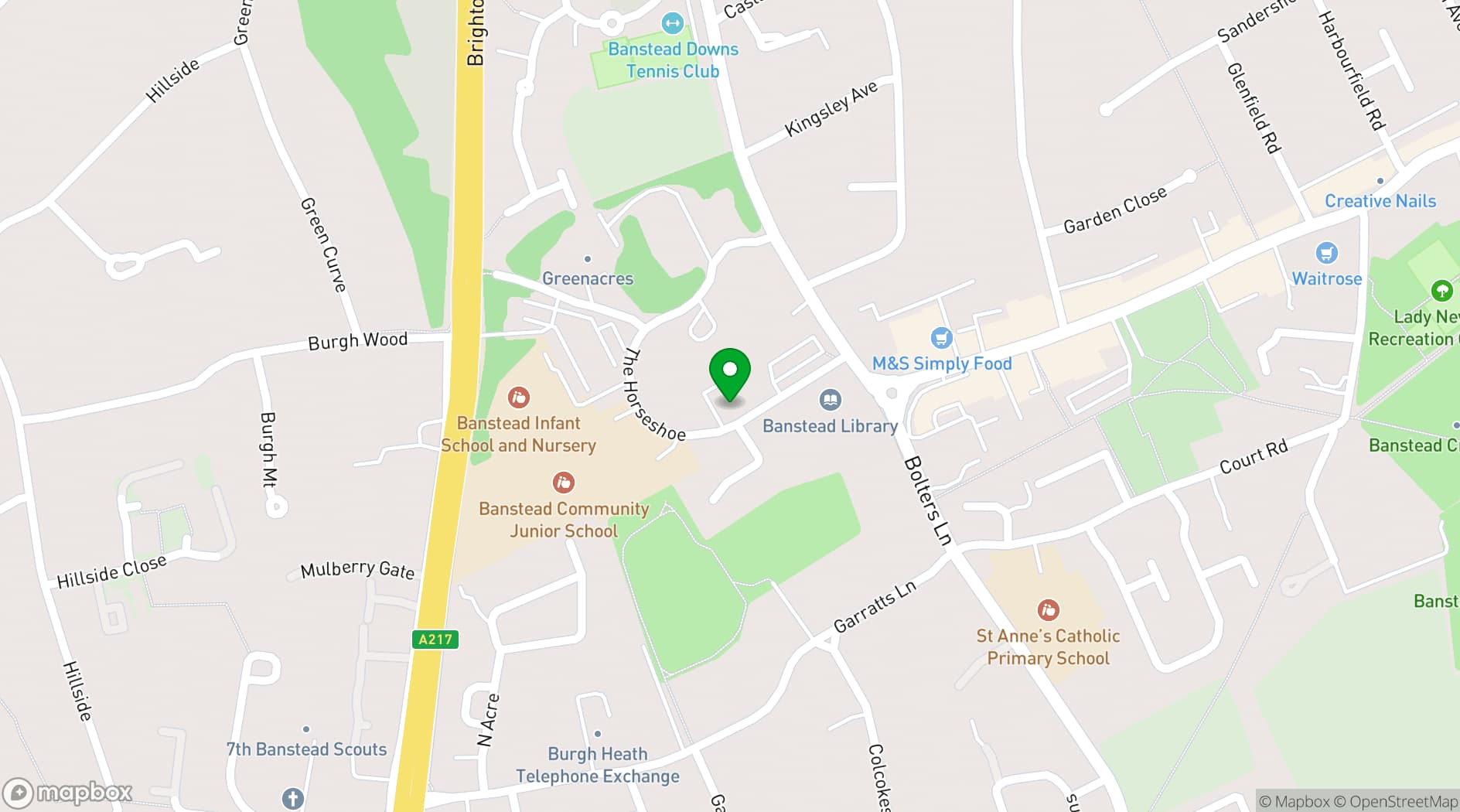Map showing Banstead Community Centre