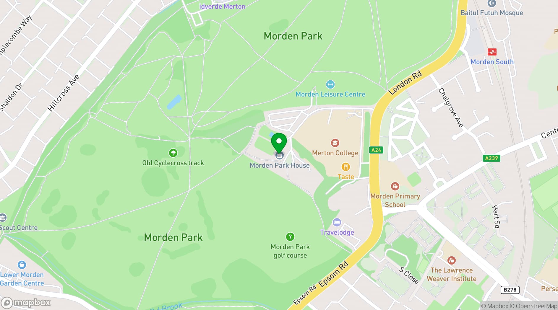Map showing Morden park house