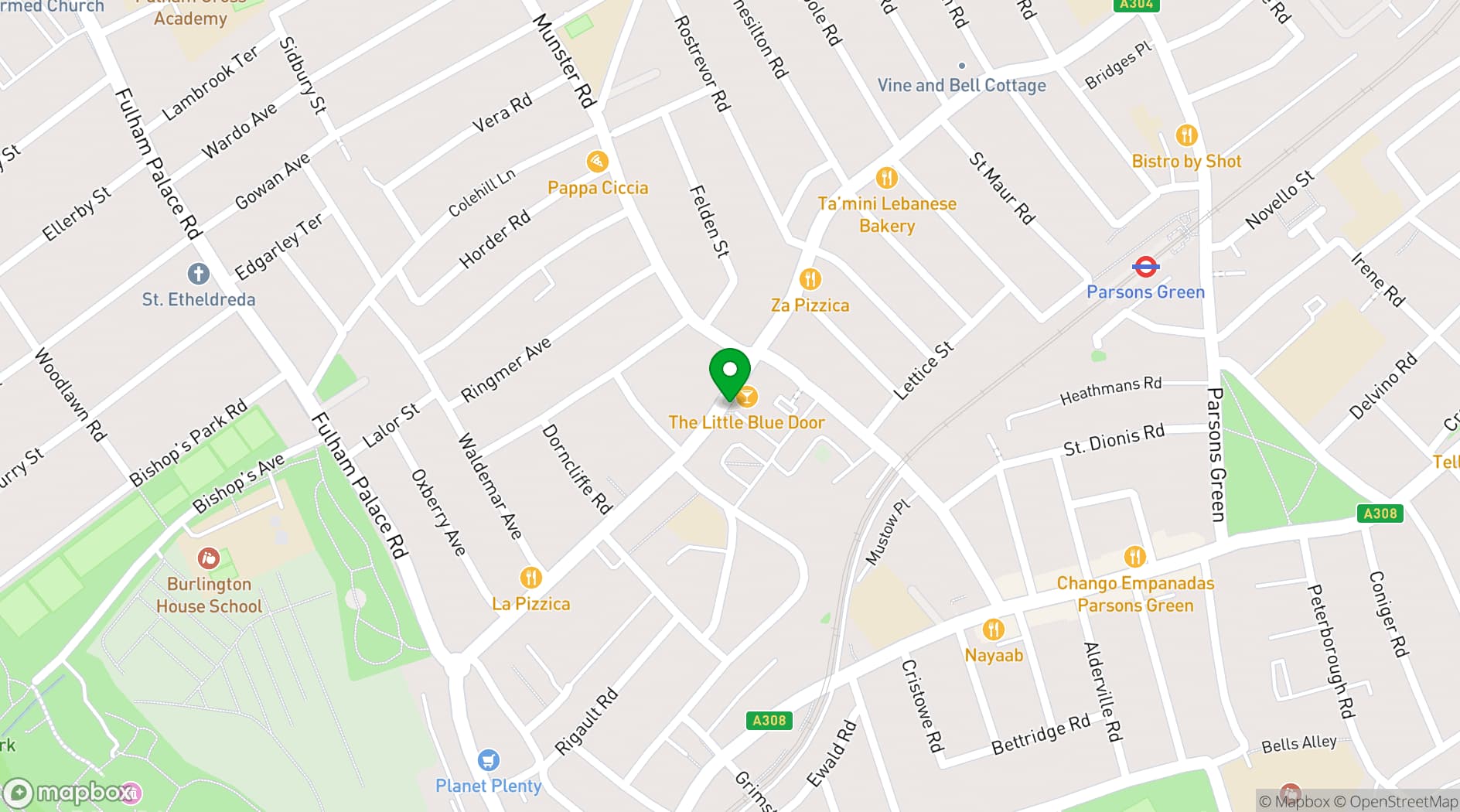 Map showing The Little Blue Door 