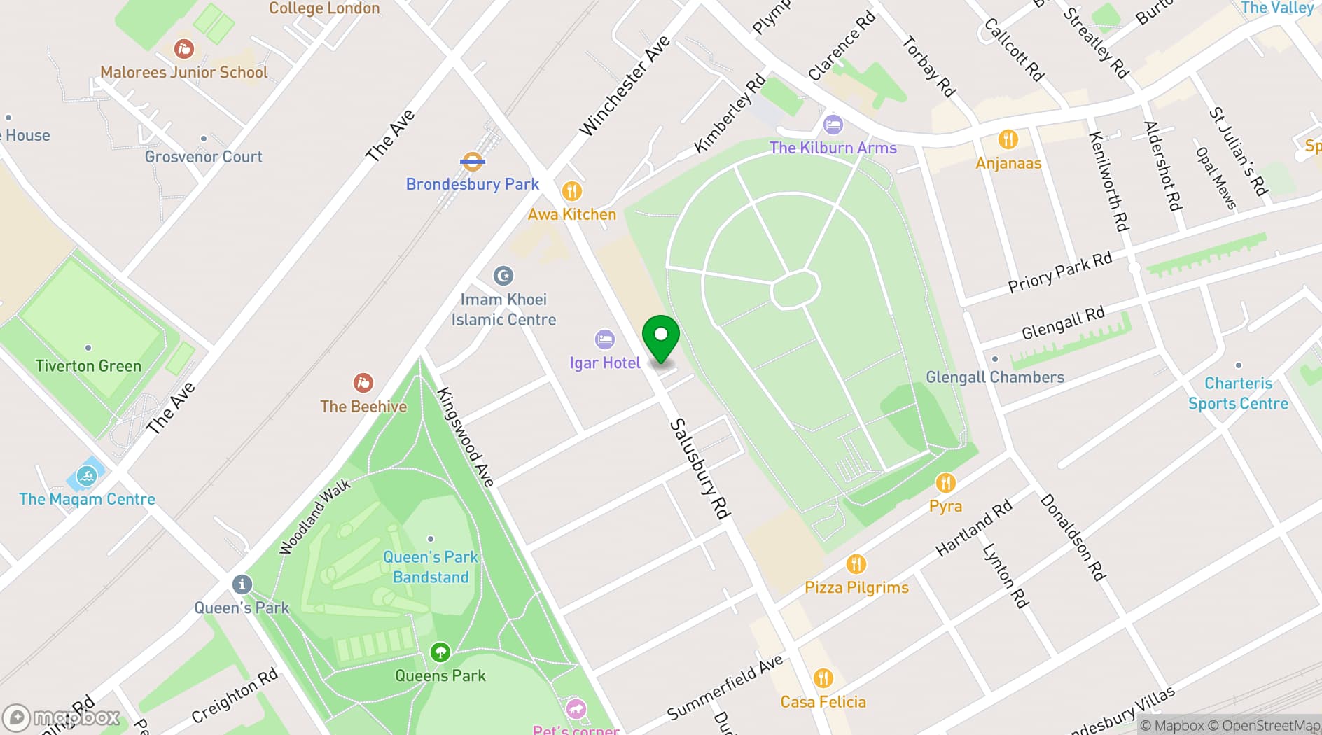 Map showing St Anne's Brondesbury
