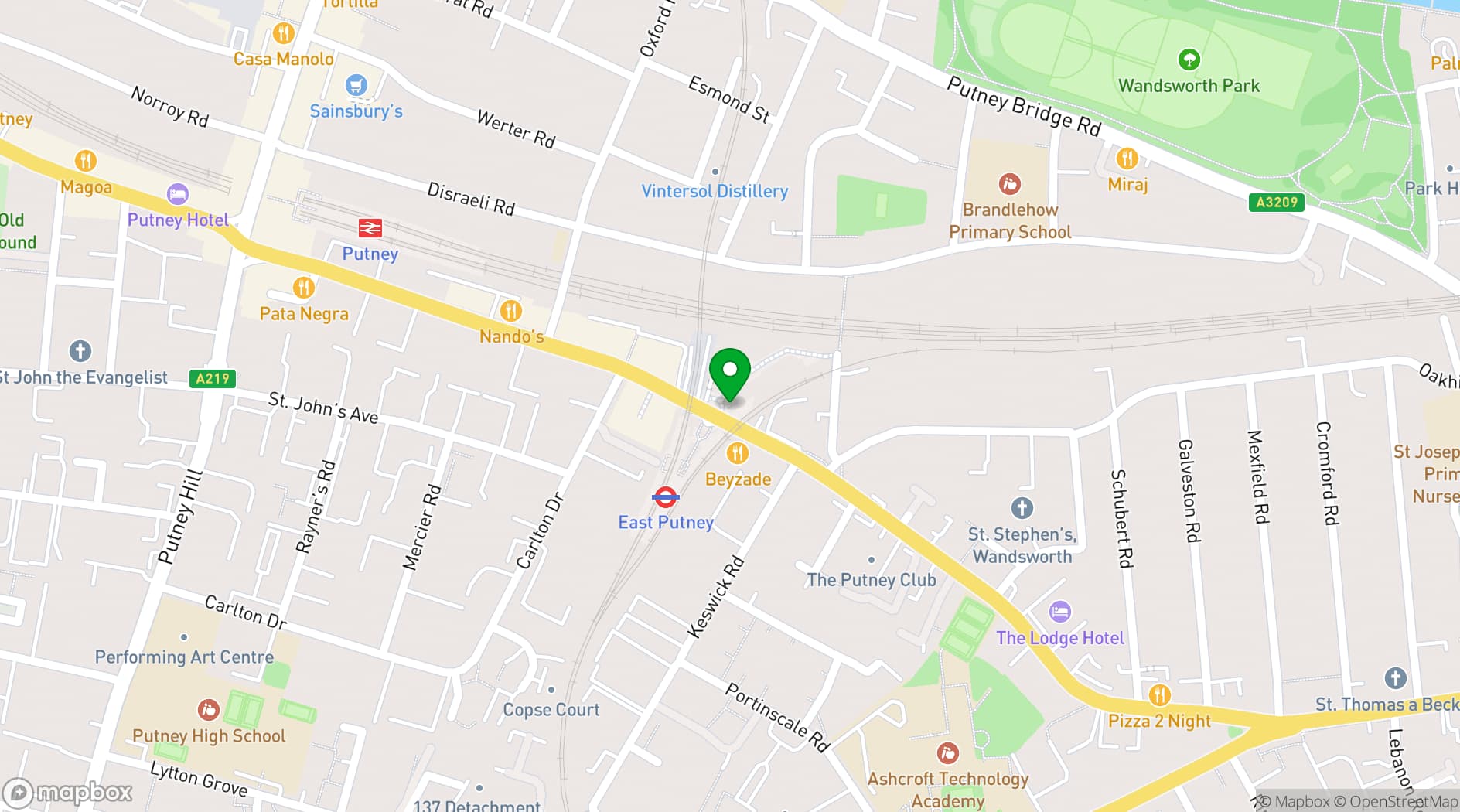 Map showing GYMPODS Putney