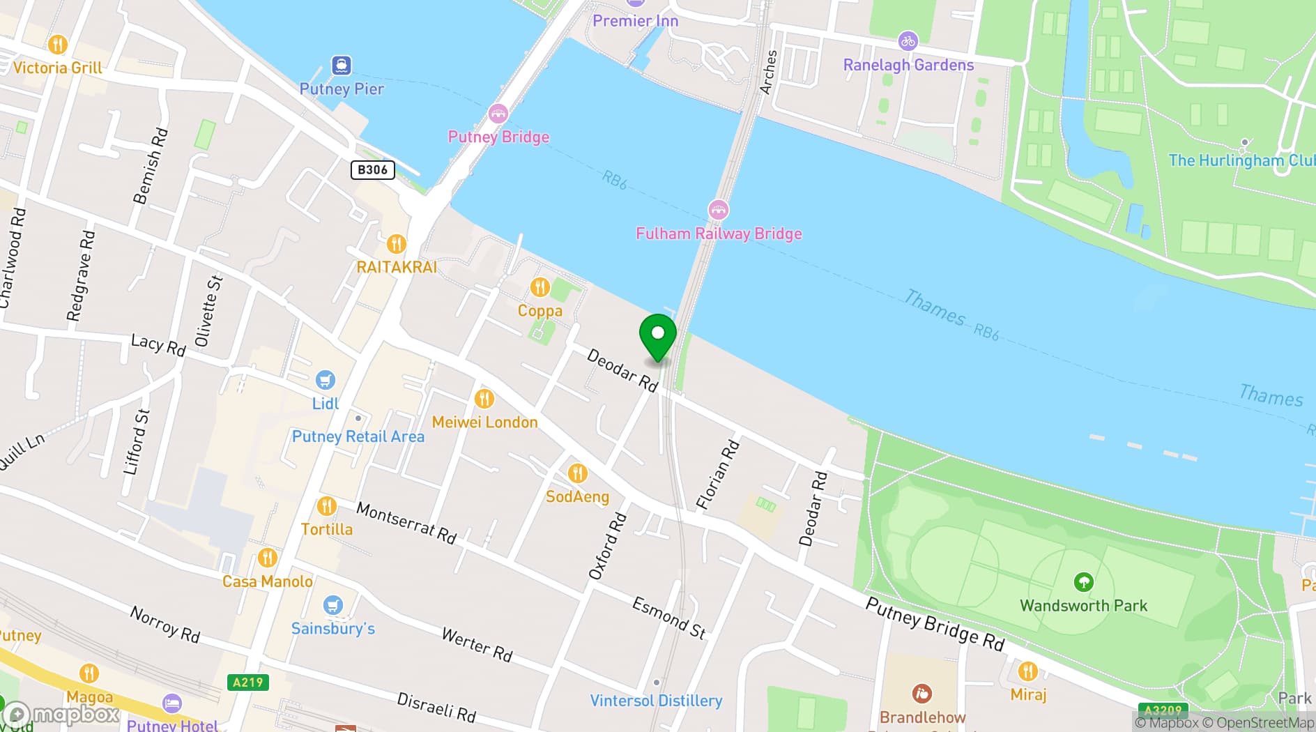Map showing Hurlingham Yacht Club