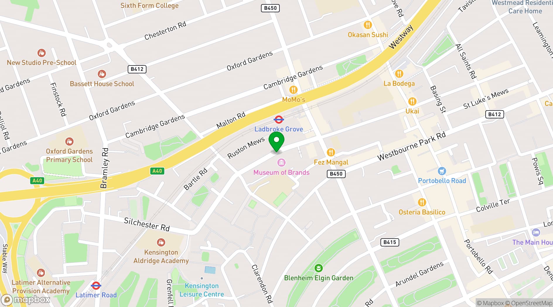 Map showing Museum of Brands