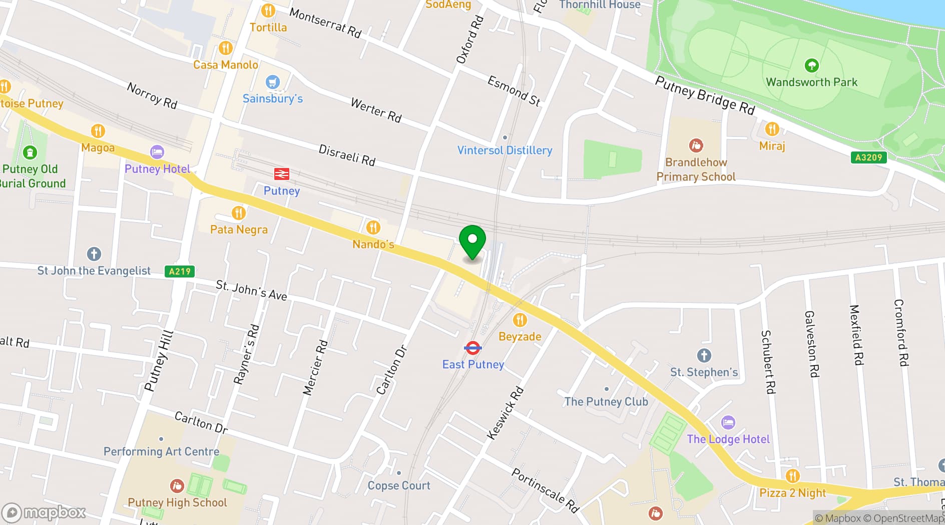 Map showing Therapy Spaces Putney
