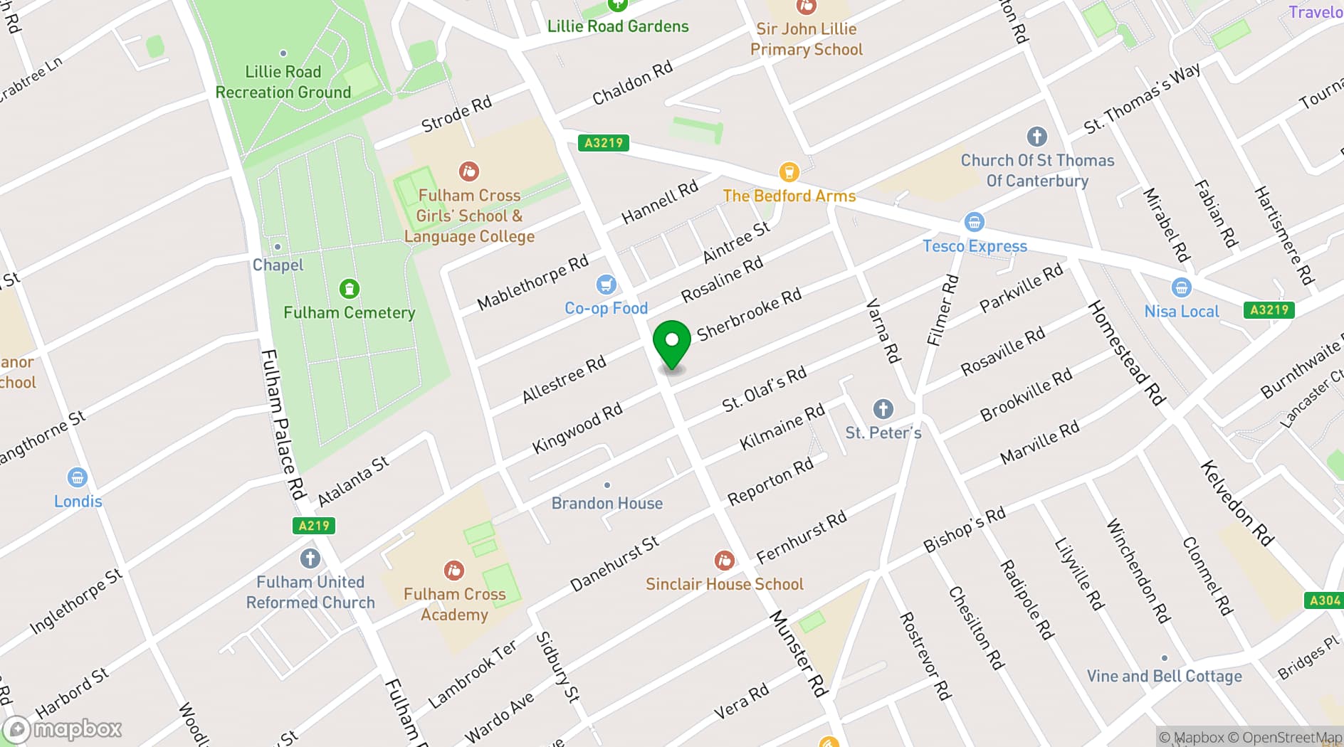 Map showing Fulham Kitchen